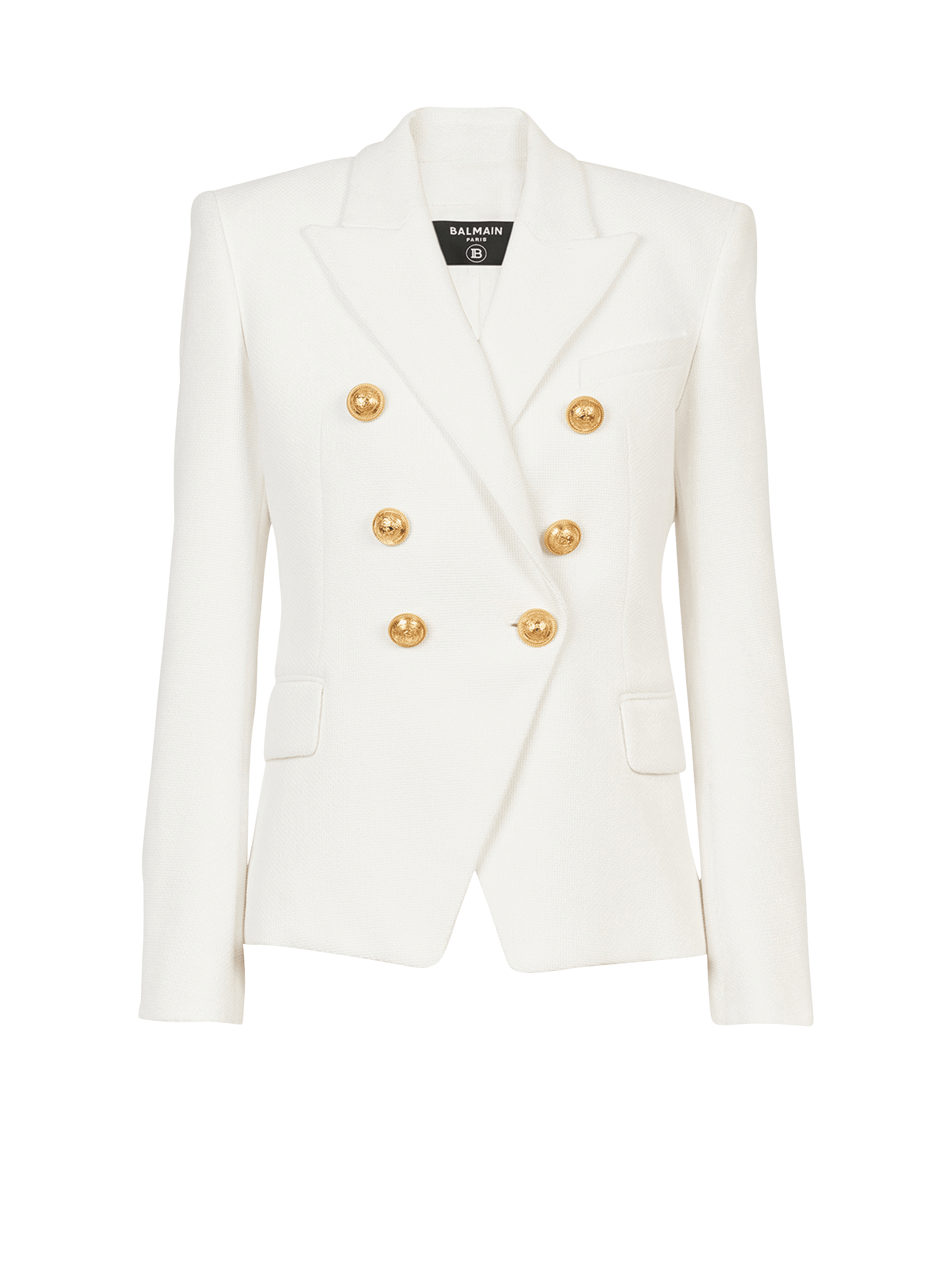 Cotton piqué double-buttoned jacket