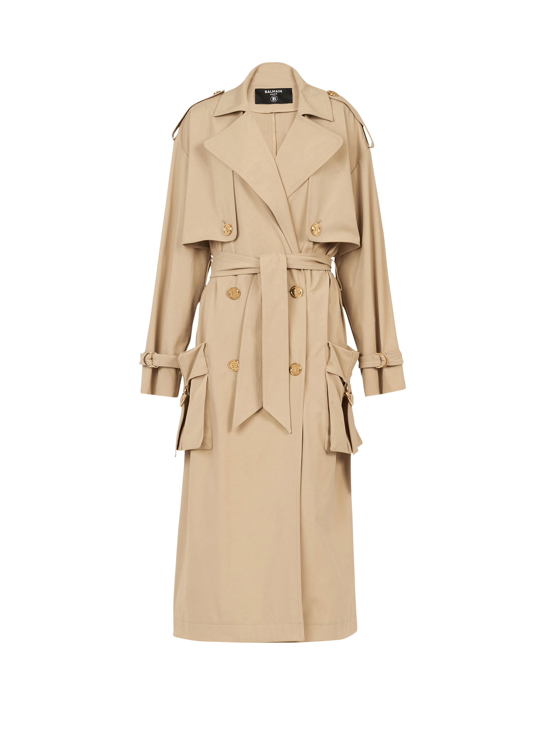 Gabardine trench coat, beige, hi-res