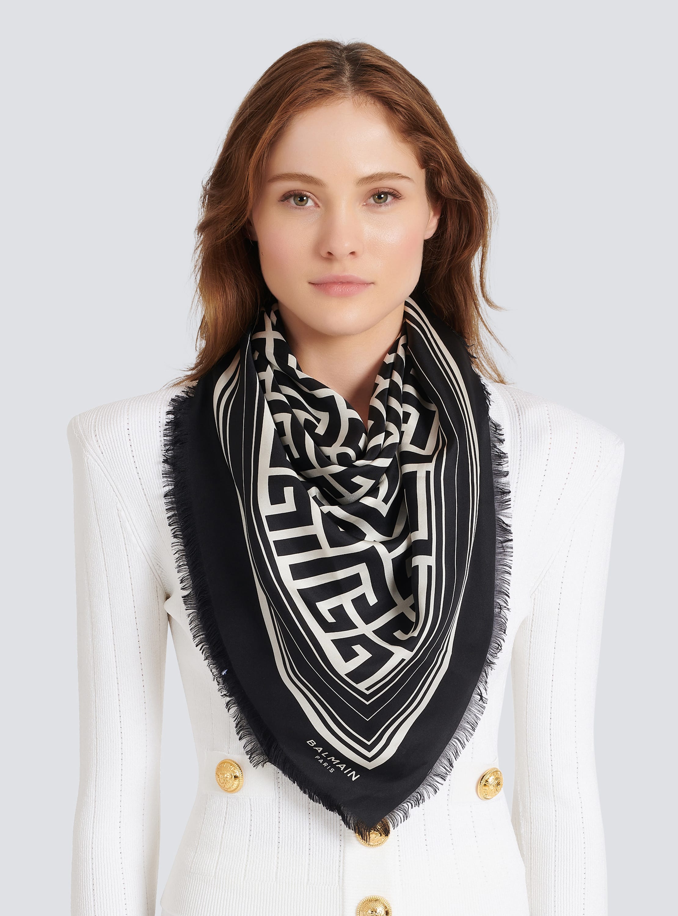 Silk monogrammed scarf