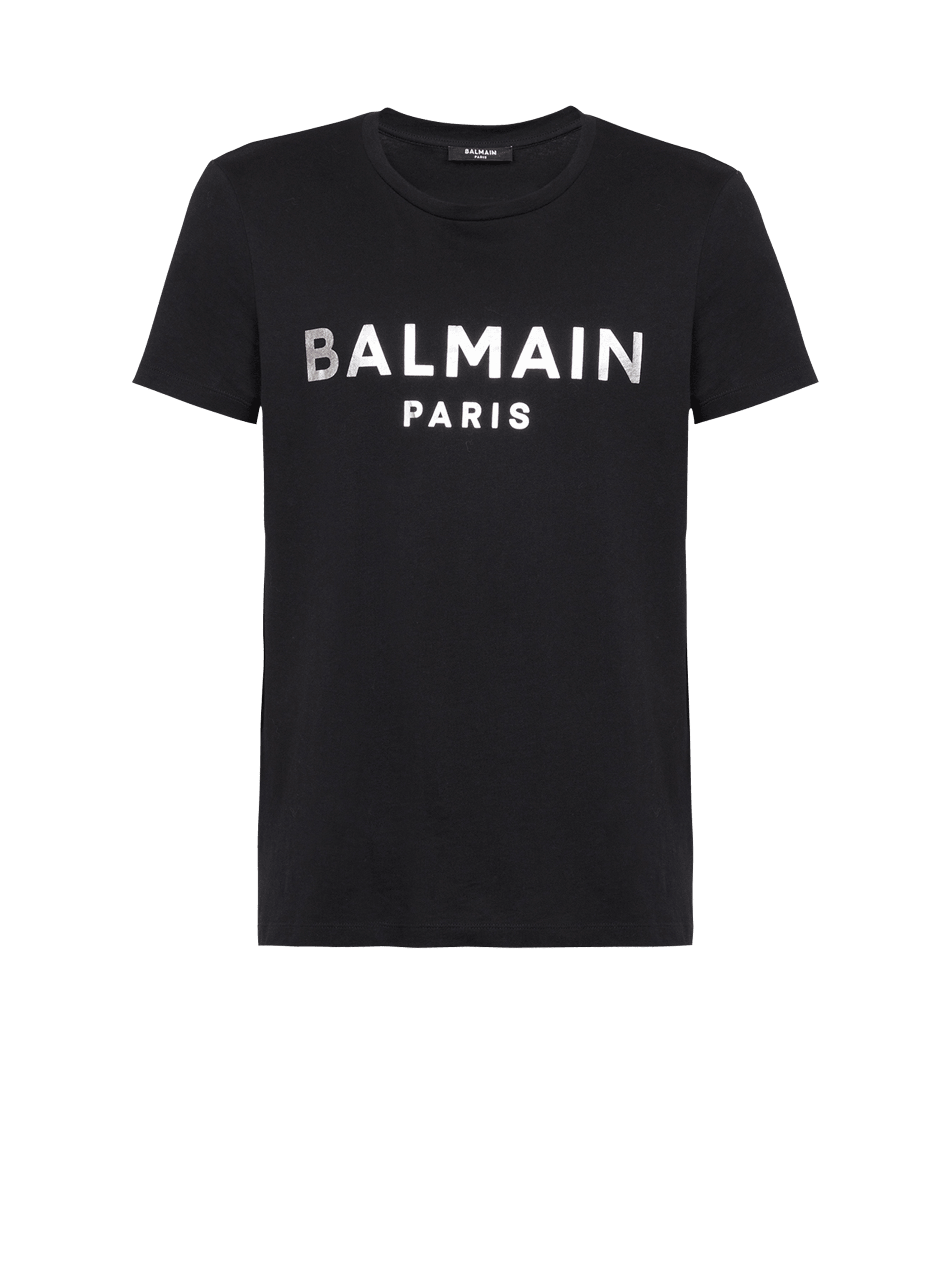 Eco-designed cotton T-shirt with Balmain Paris logo print