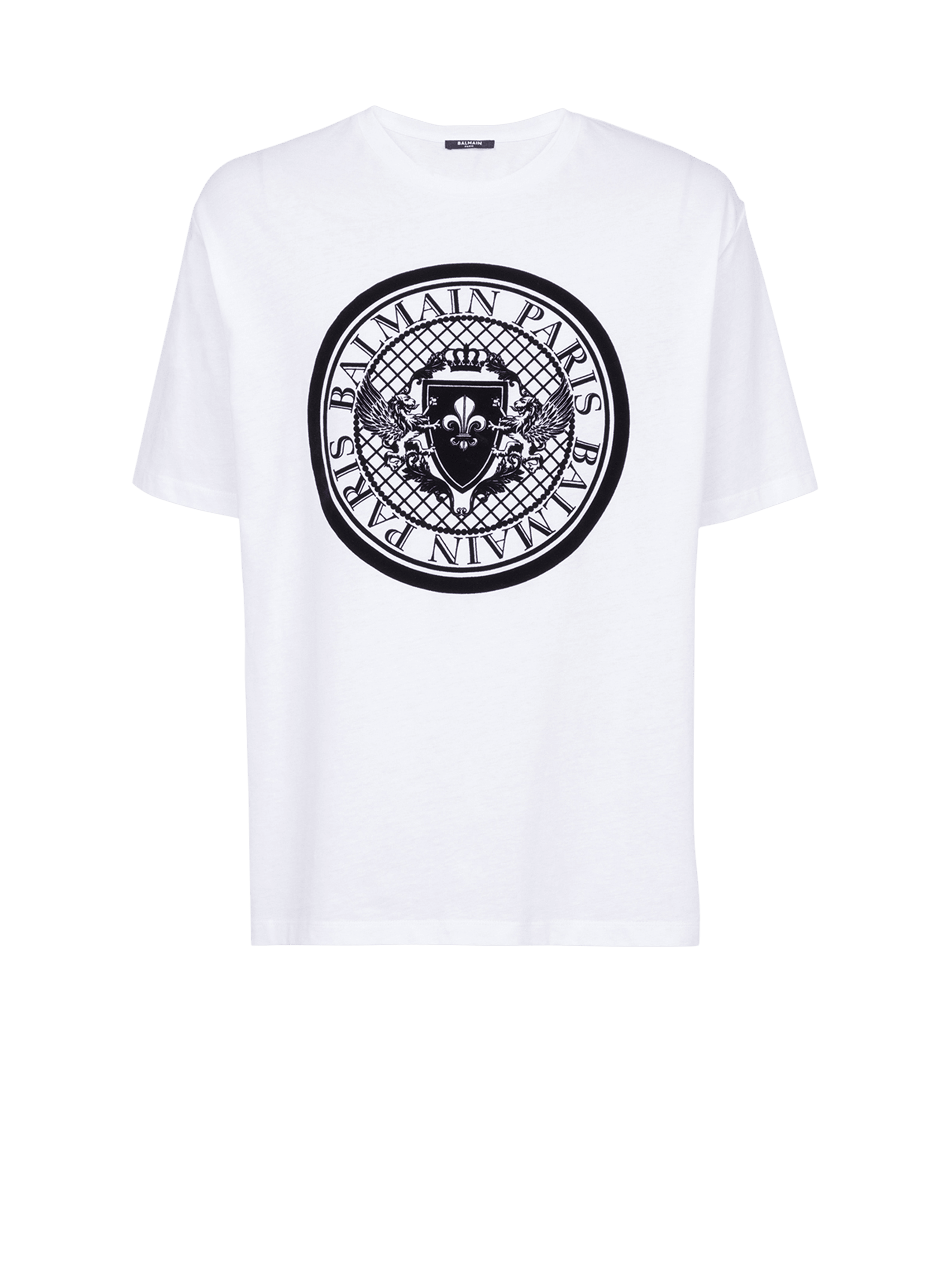 Men's T-shirt With Flock Medallion Logo by Balmain