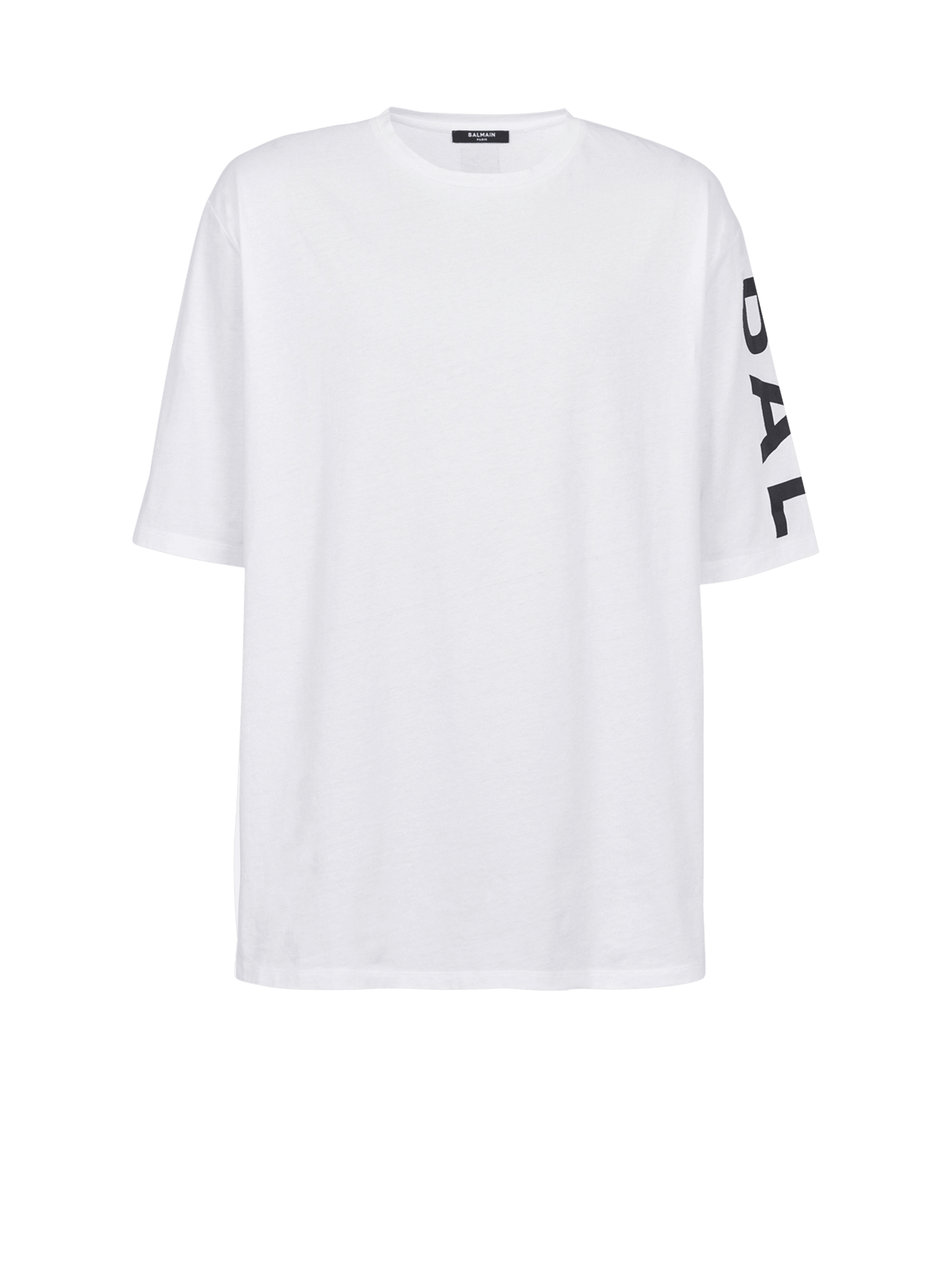 Oversized eco-designed cotton T-shirt with Balmain logo print, white, hi-res