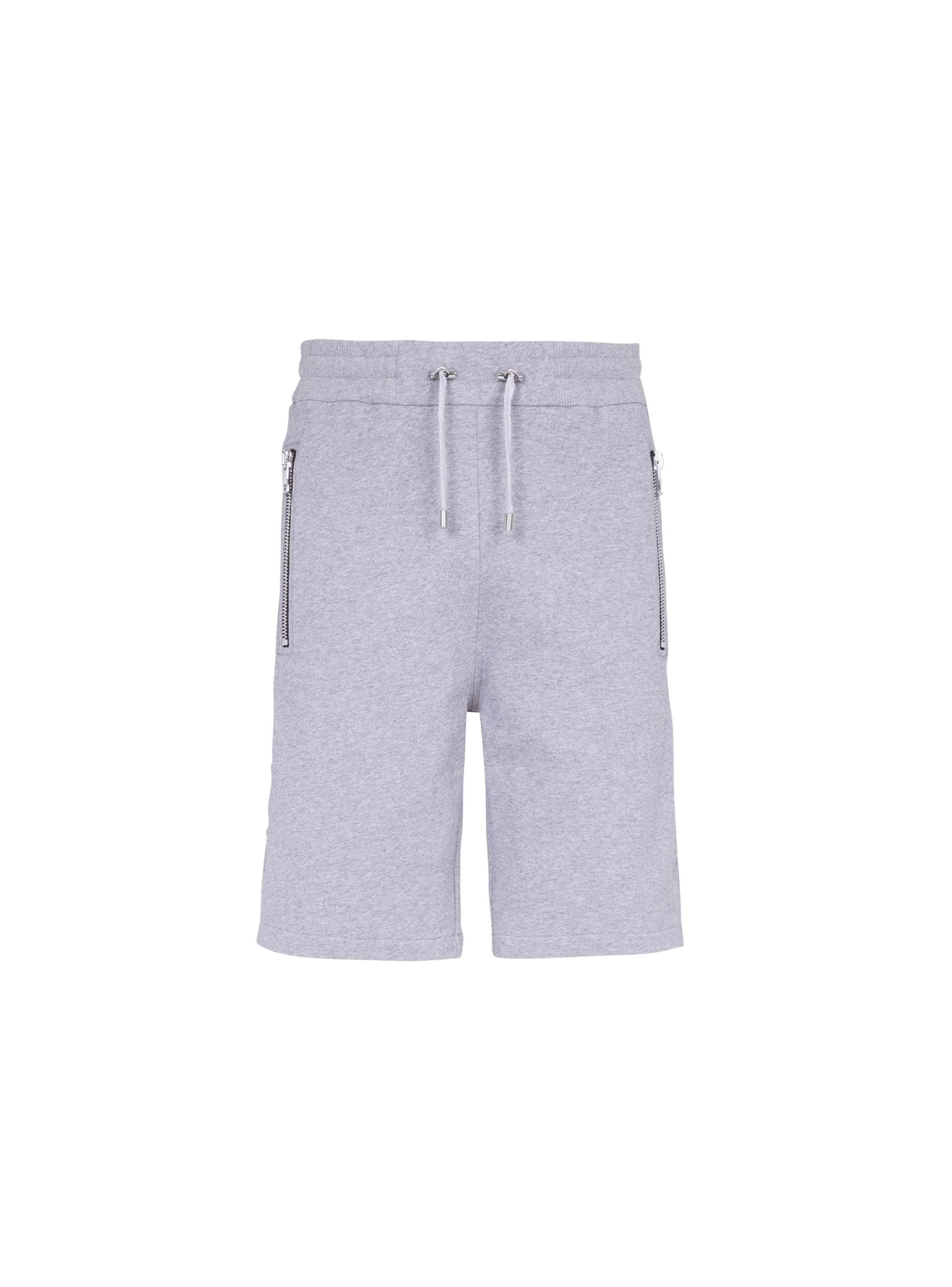 Cotton shorts with embossed Balmain logo, grey, hi-res