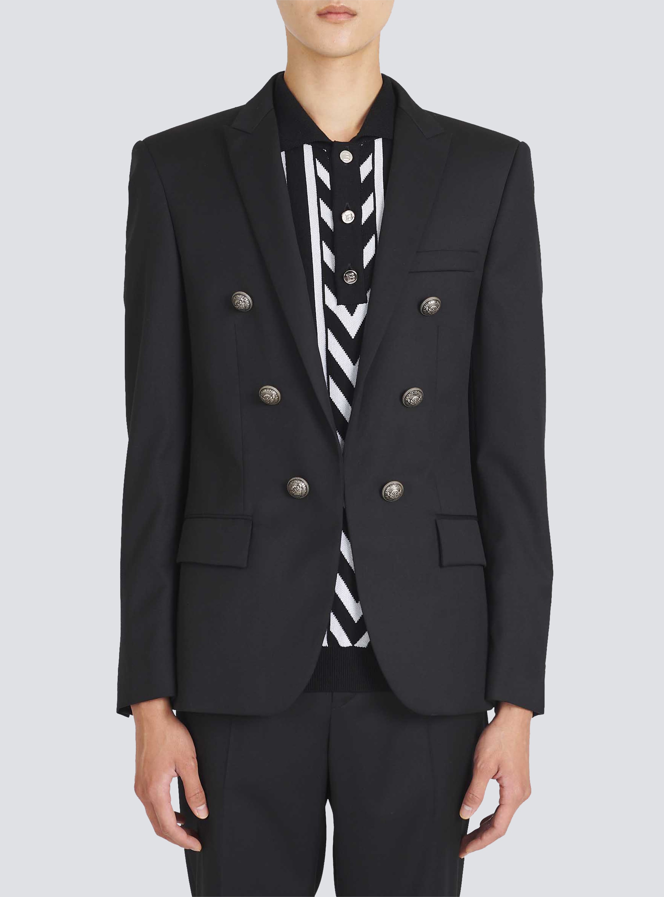 Balmain single-breasted wool blazer - Grey