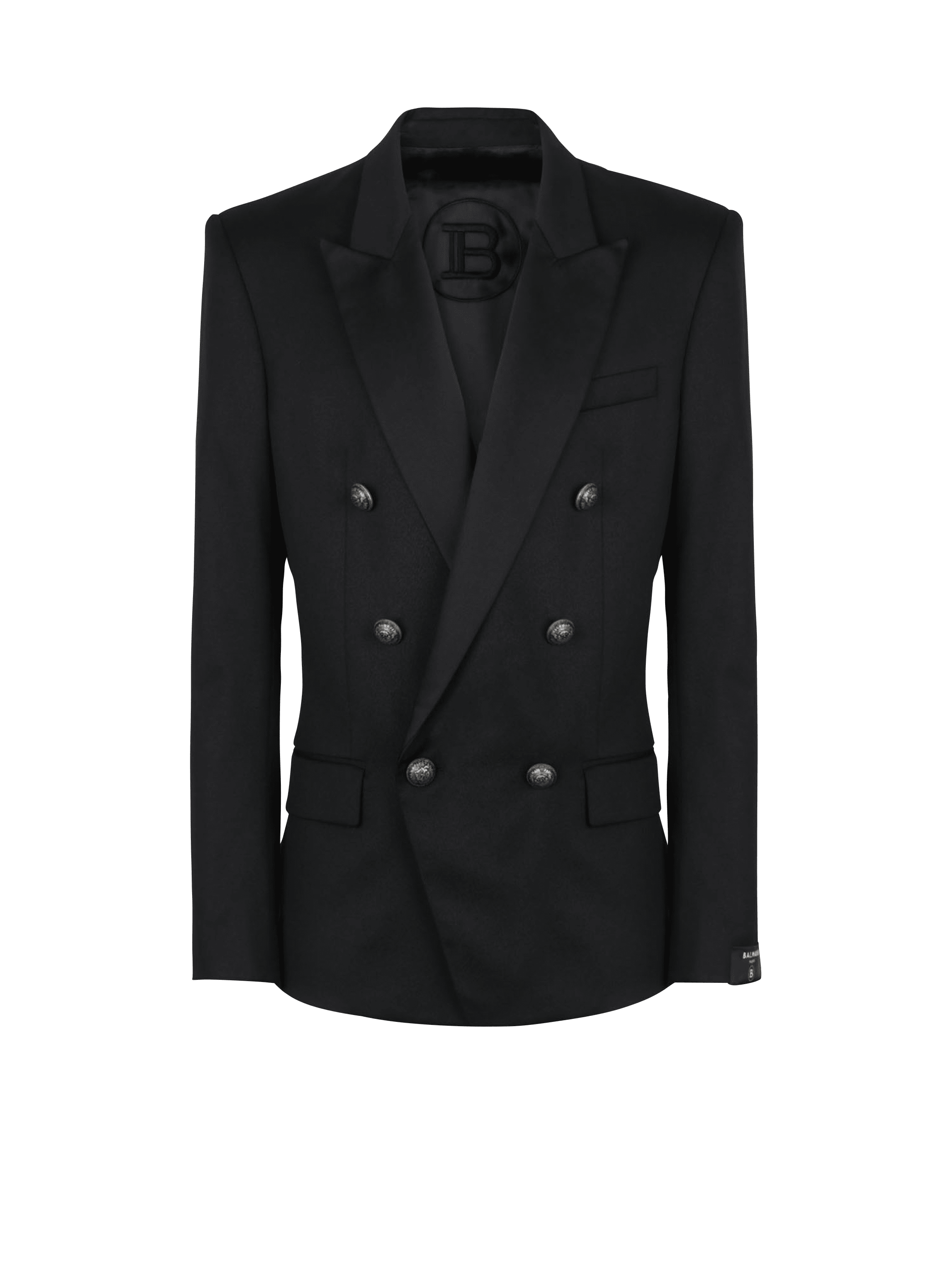 Wool blazer with double-breasted silver-tone buttoned fastening