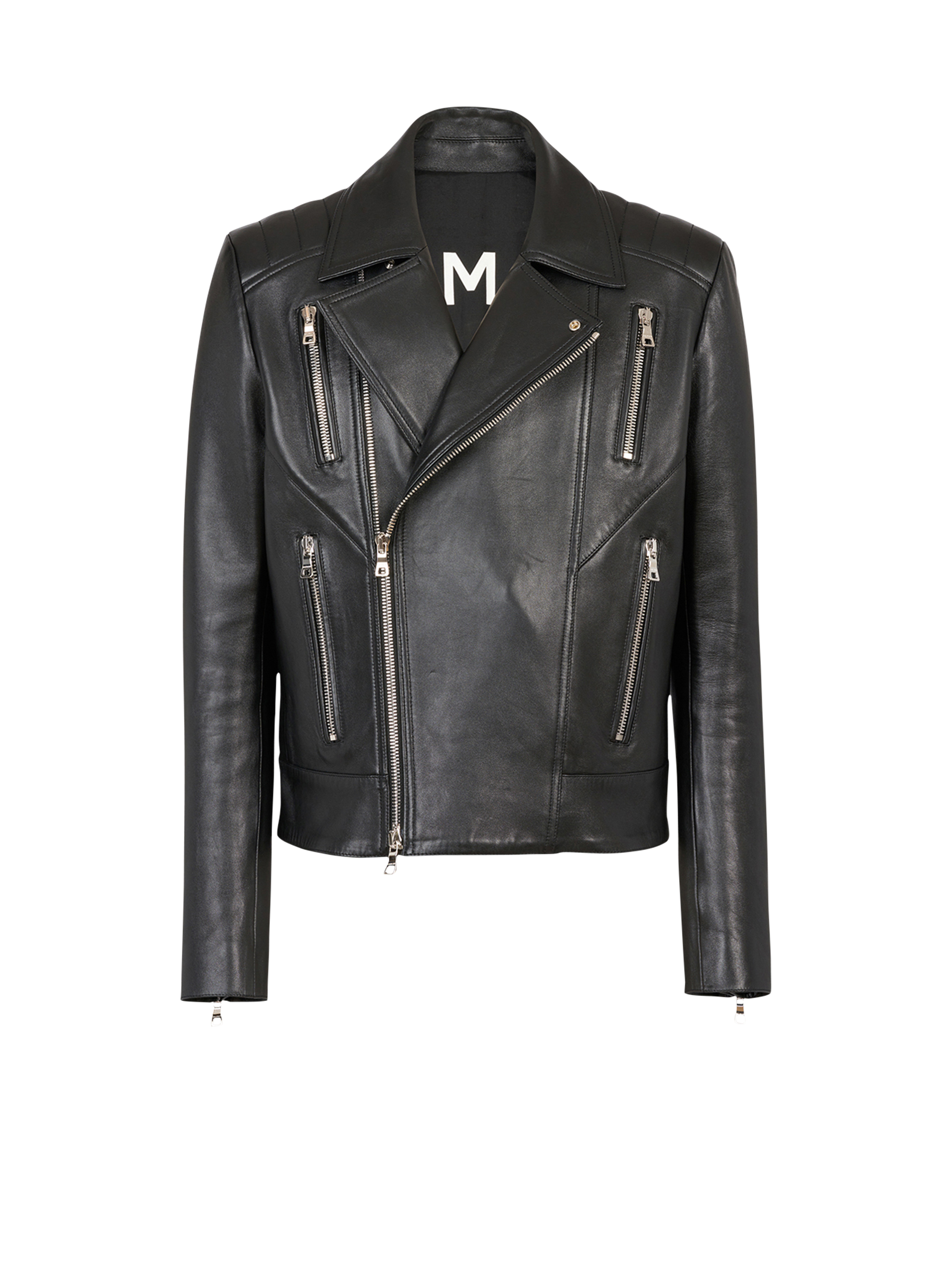 Rynke panden Citron Med det samme Leather biker jacket - Men | BALMAIN