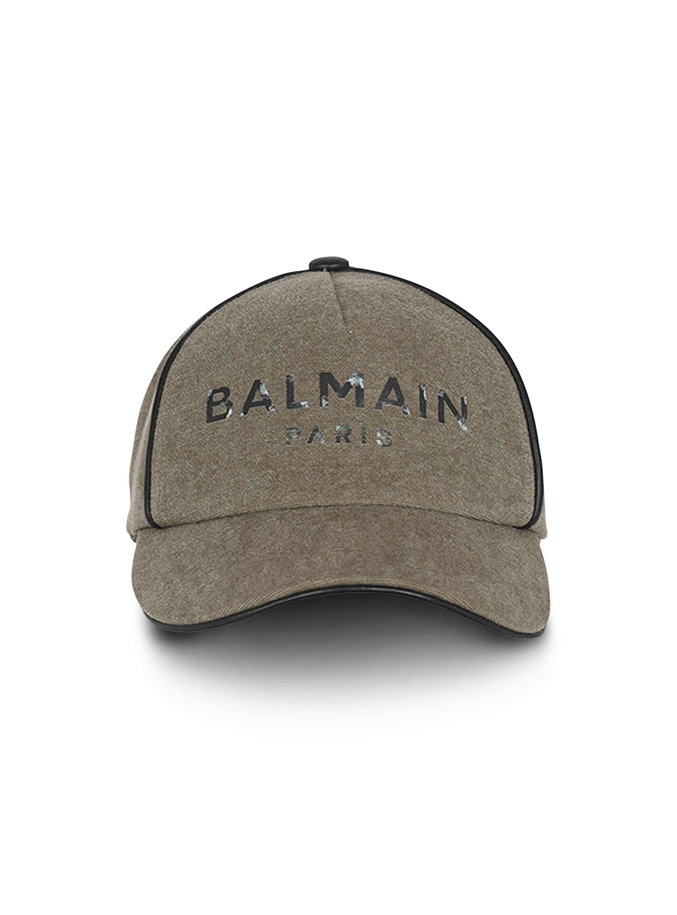 Cotton canvas cap with Balmain Paris logo khaki - Men | BALMAIN