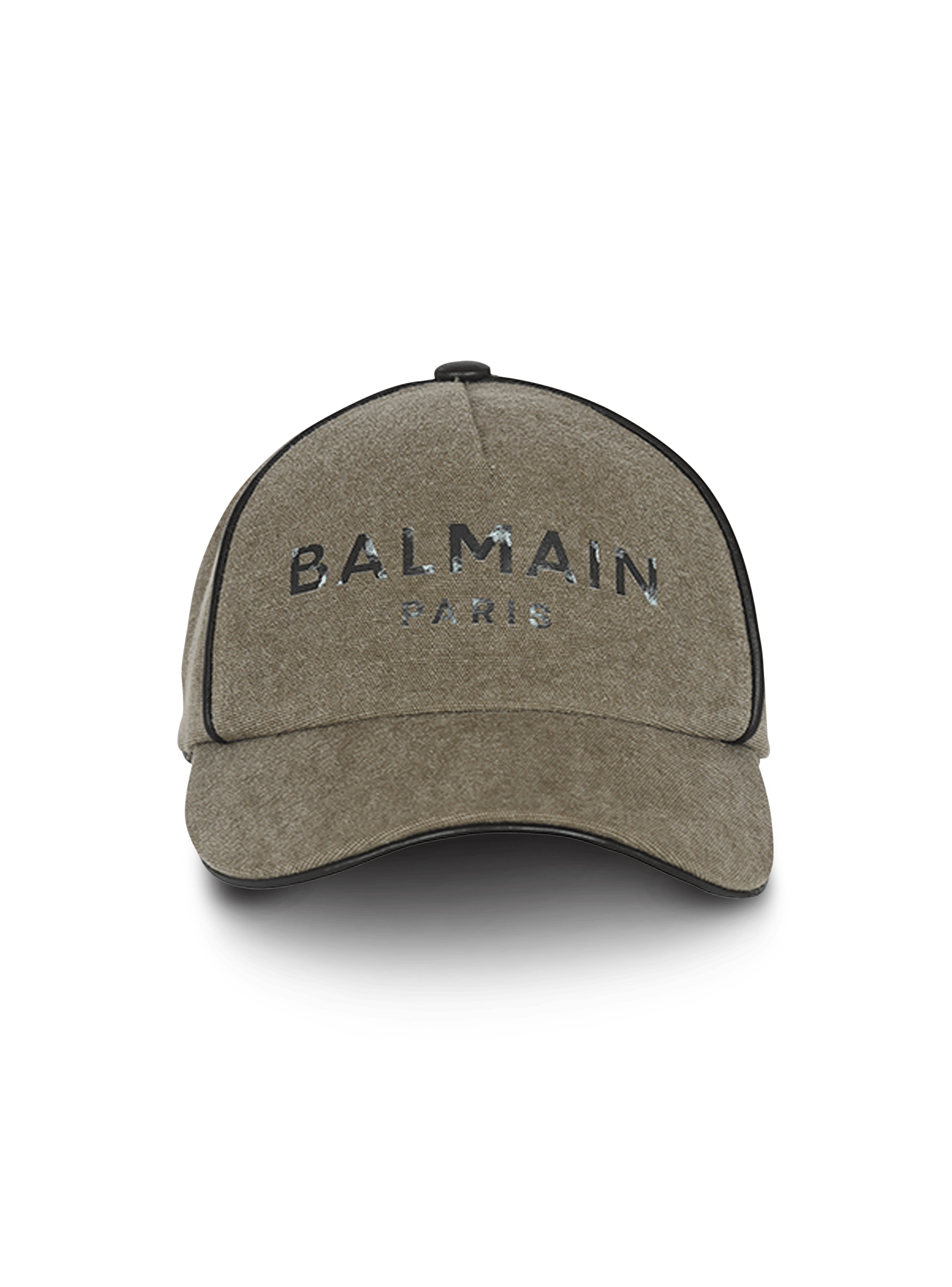 Balmain Paris 徽标装饰卡其色帆布帽