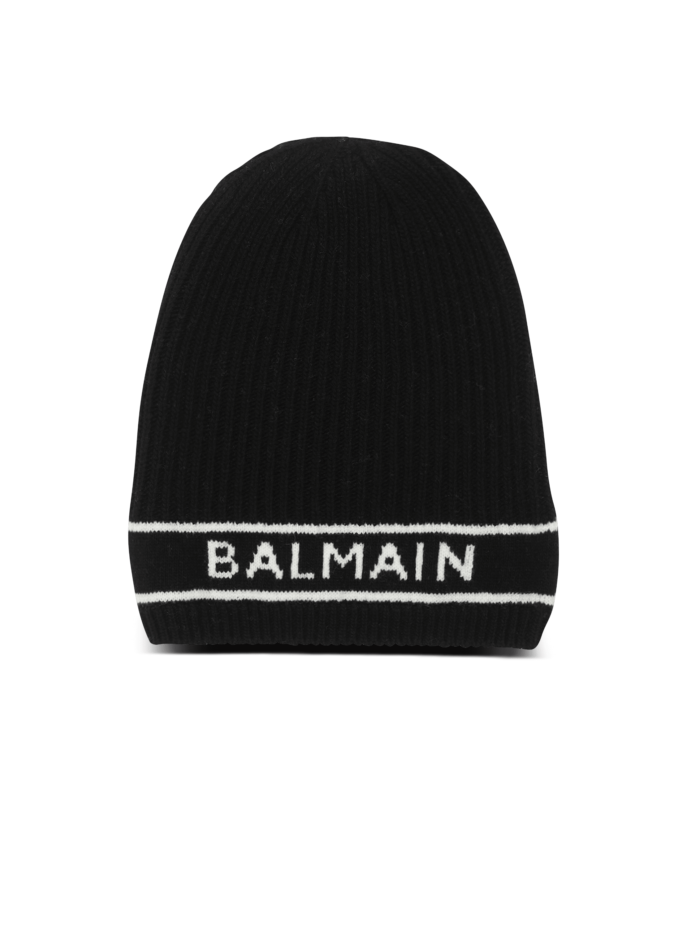 Mütze aus Wolle mit gesticktem Balmain-Logo in Weiß