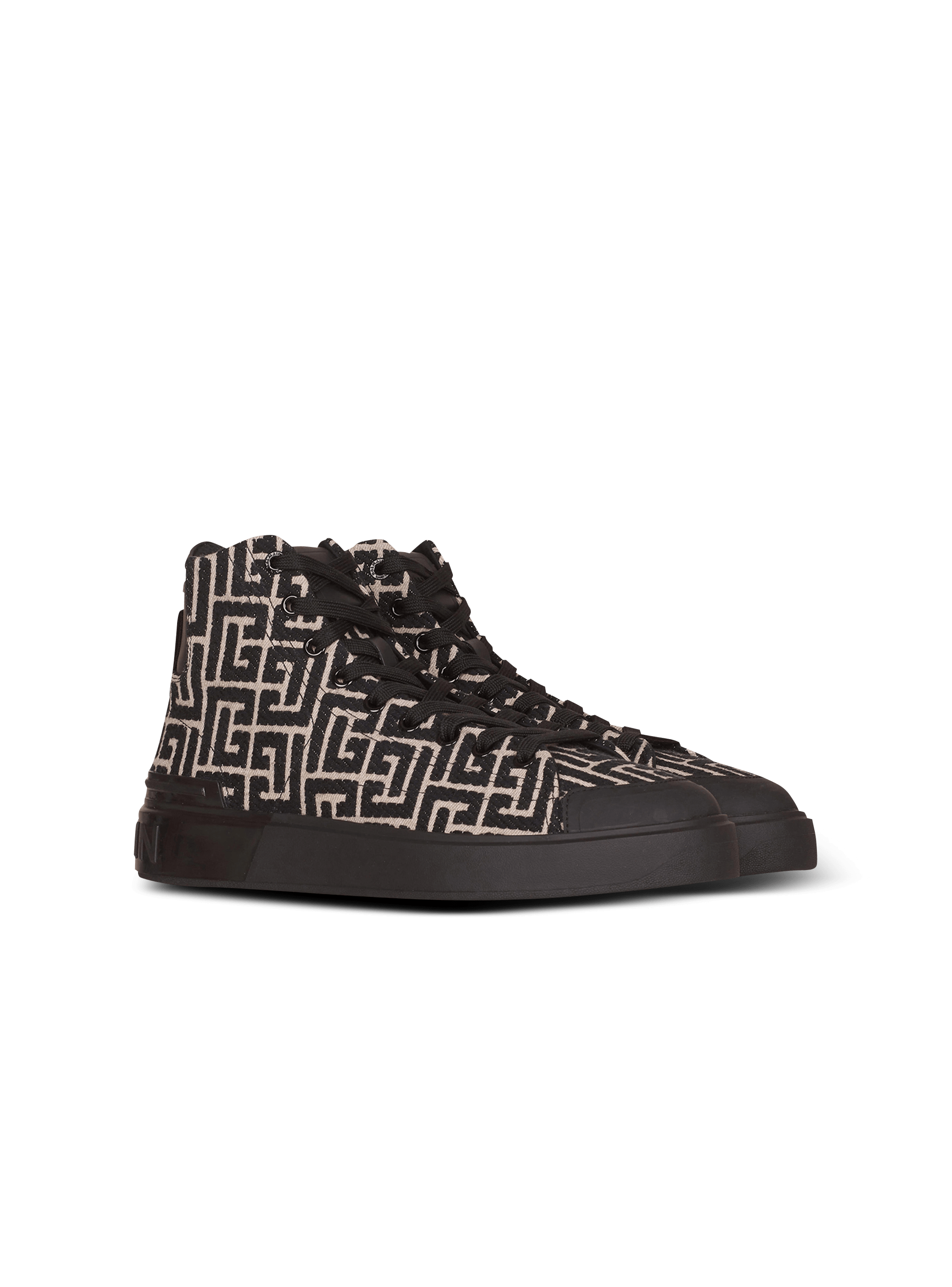 Monogram jacquard B-Court high-top sneakers - Men | BALMAIN