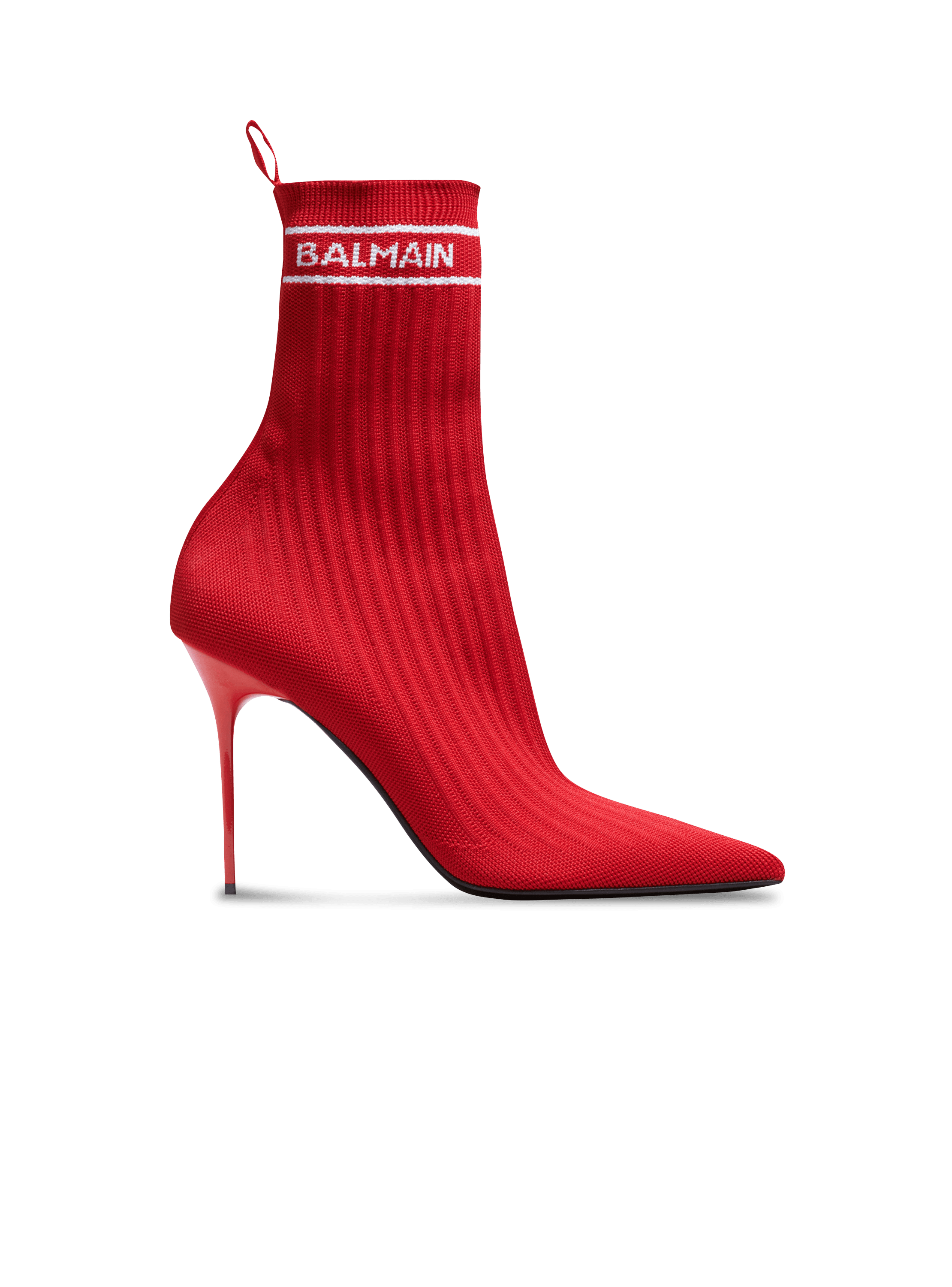 Skye stretch knit ankle boots, red, hi-res