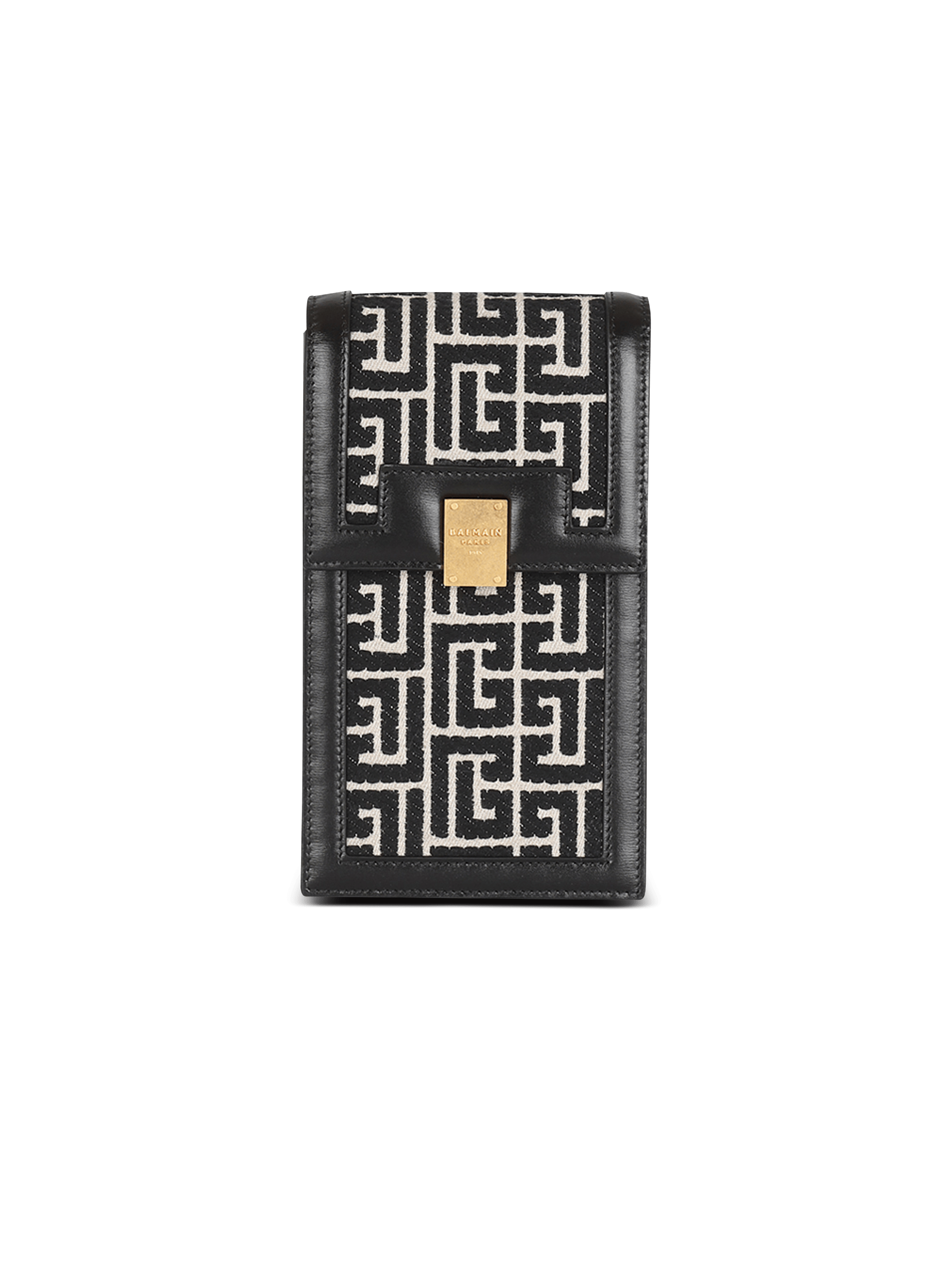 Bicolor jacquard phone case with leather panels