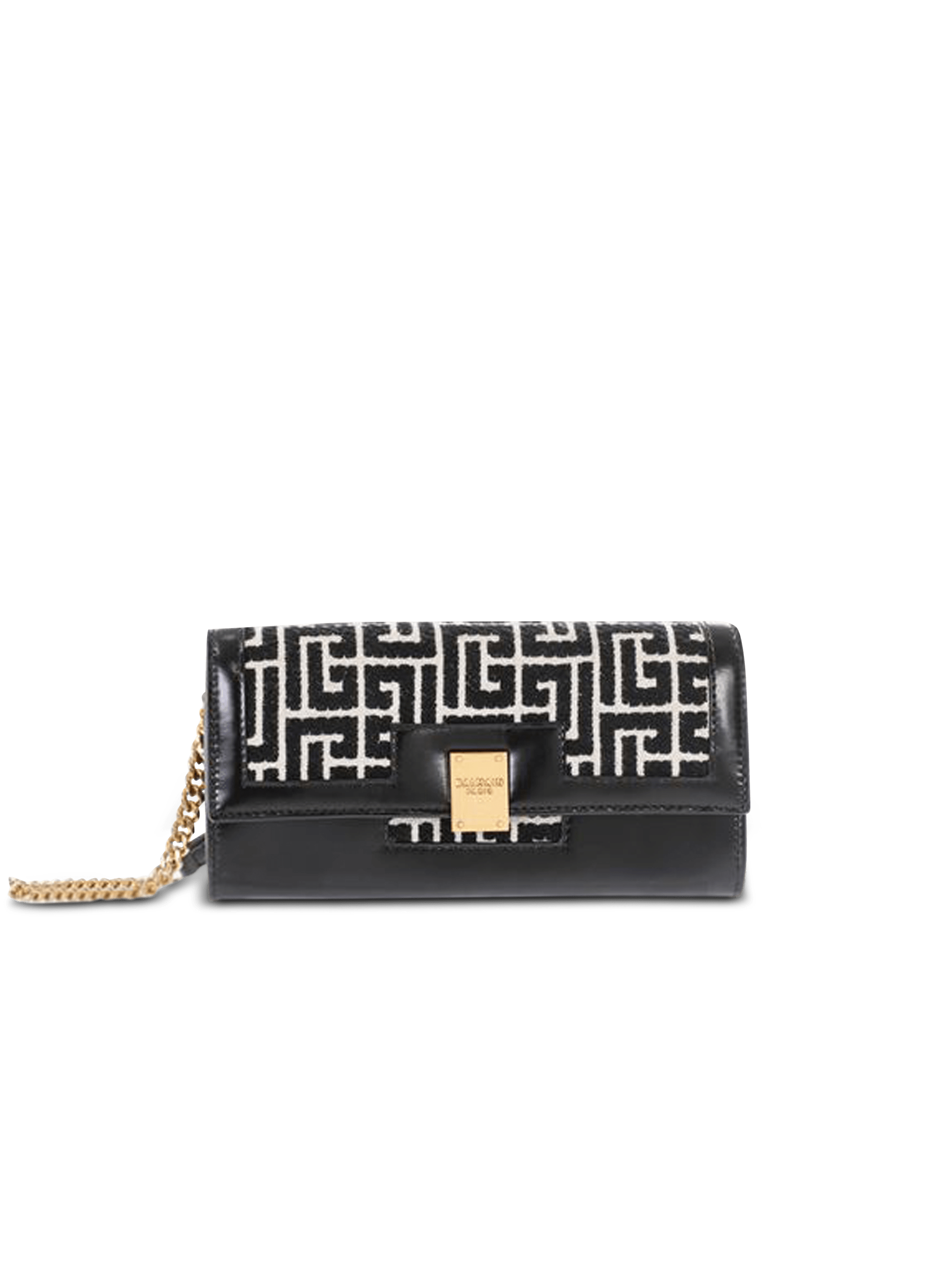 Bicolor jacquard 1945 wallet with chain black - Women | BALMAIN