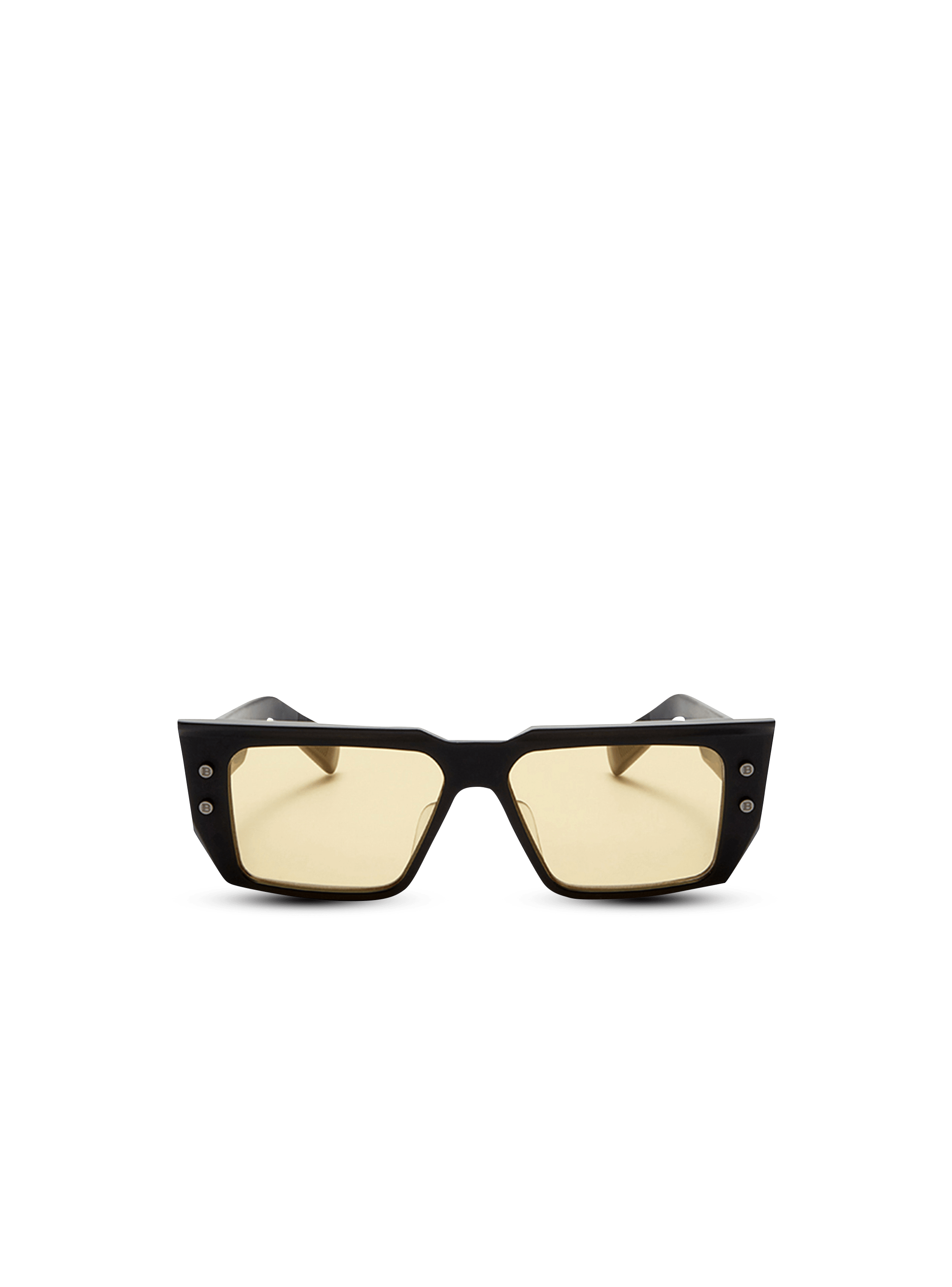 Logo Embossed Square Sunglasses in Black - Balmain
