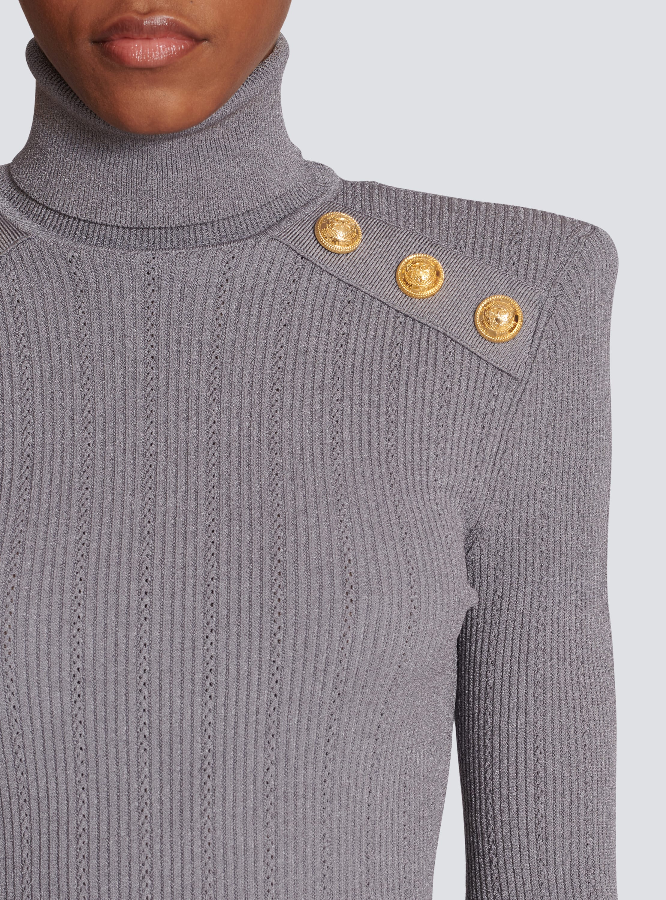 Knit jumper with gold buttons - Women | BALMAIN
