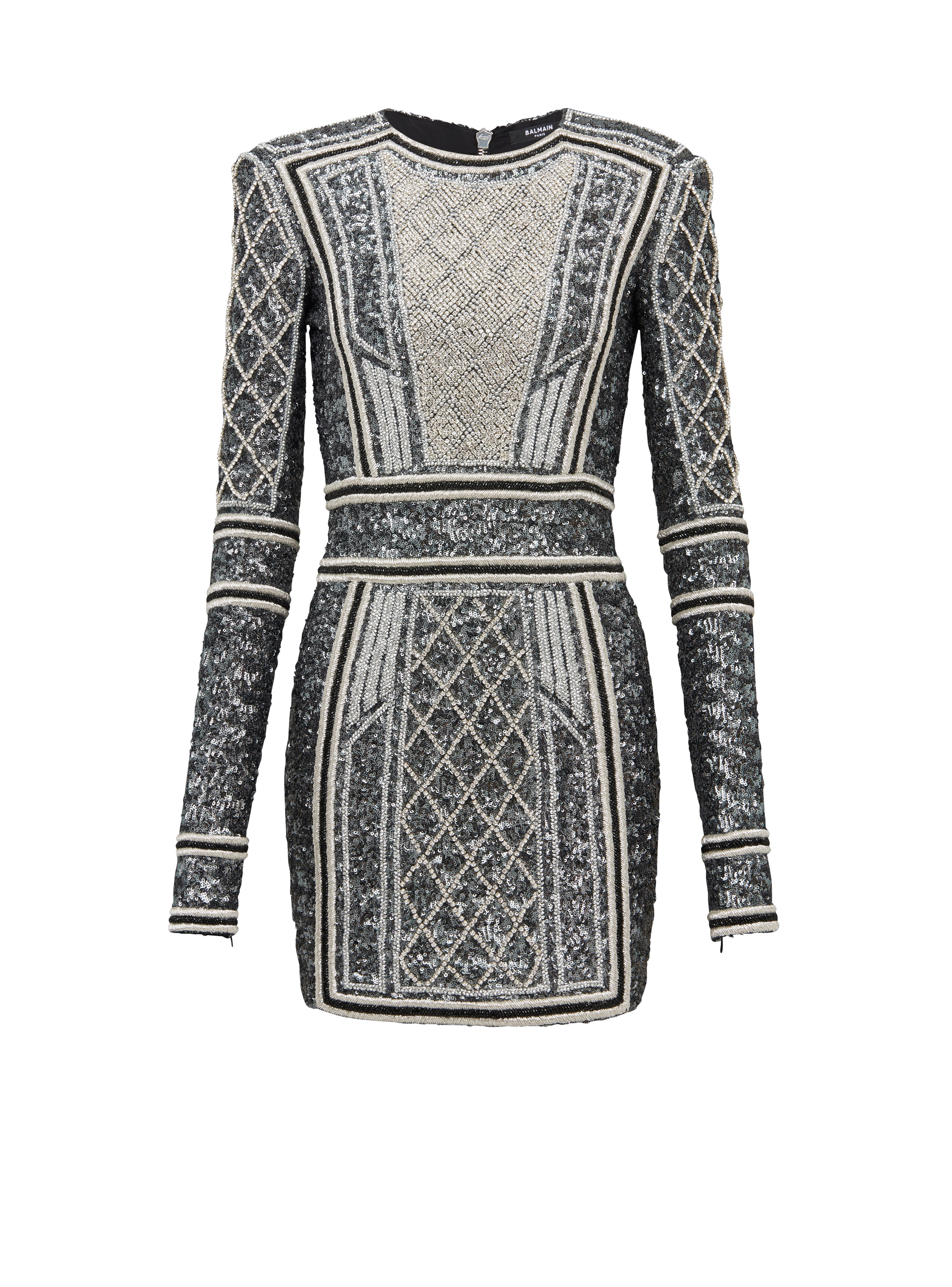 Short embroidered dress grey - Women | BALMAIN