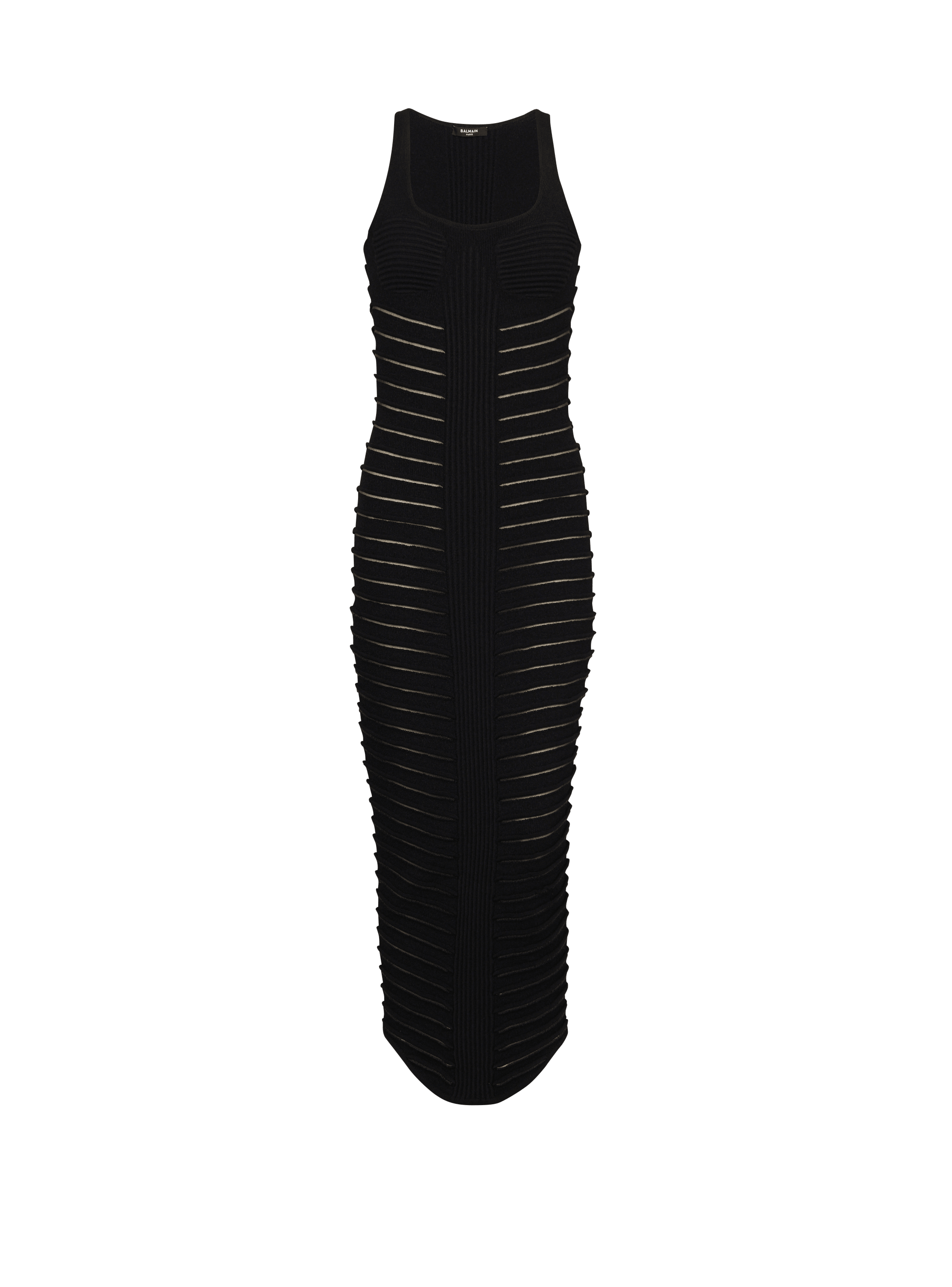 Long knit dress, black, hi-res