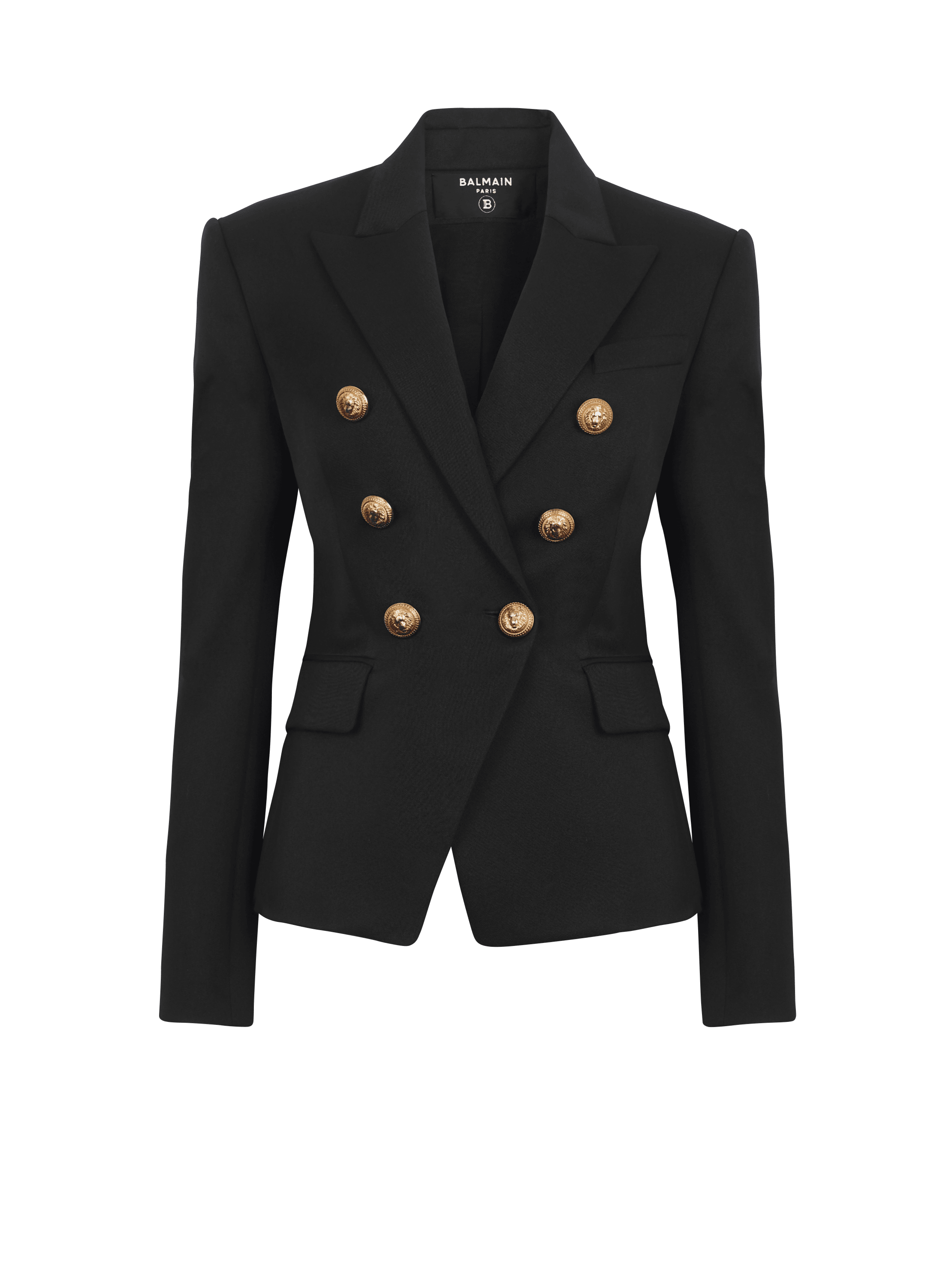 Jacke aus Wolle mit zweireihiger Knopfleiste, schwarz, hi-res