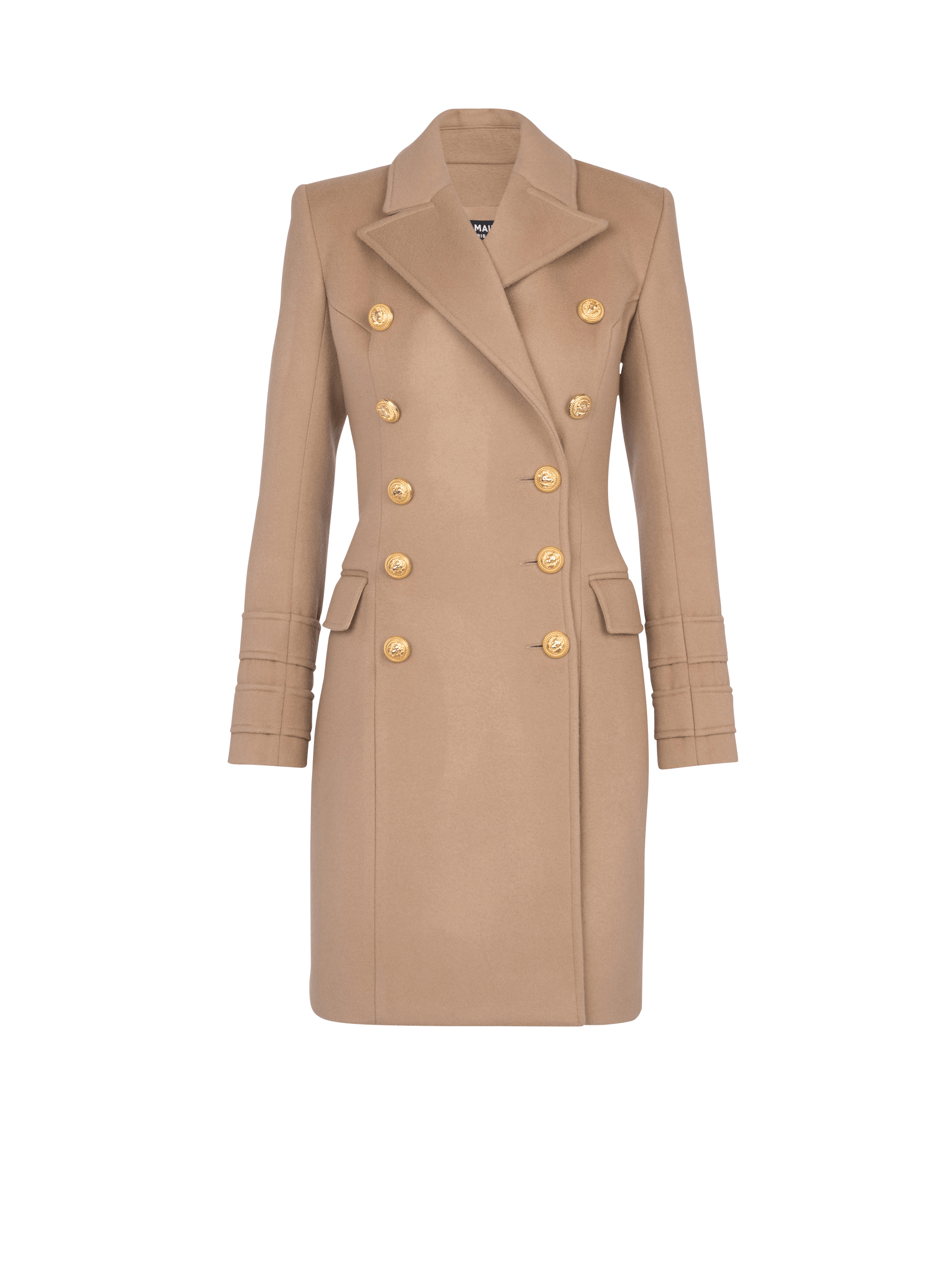 løbetur foredrag enestående Long wool double-breasted coat brown - Women | BALMAIN