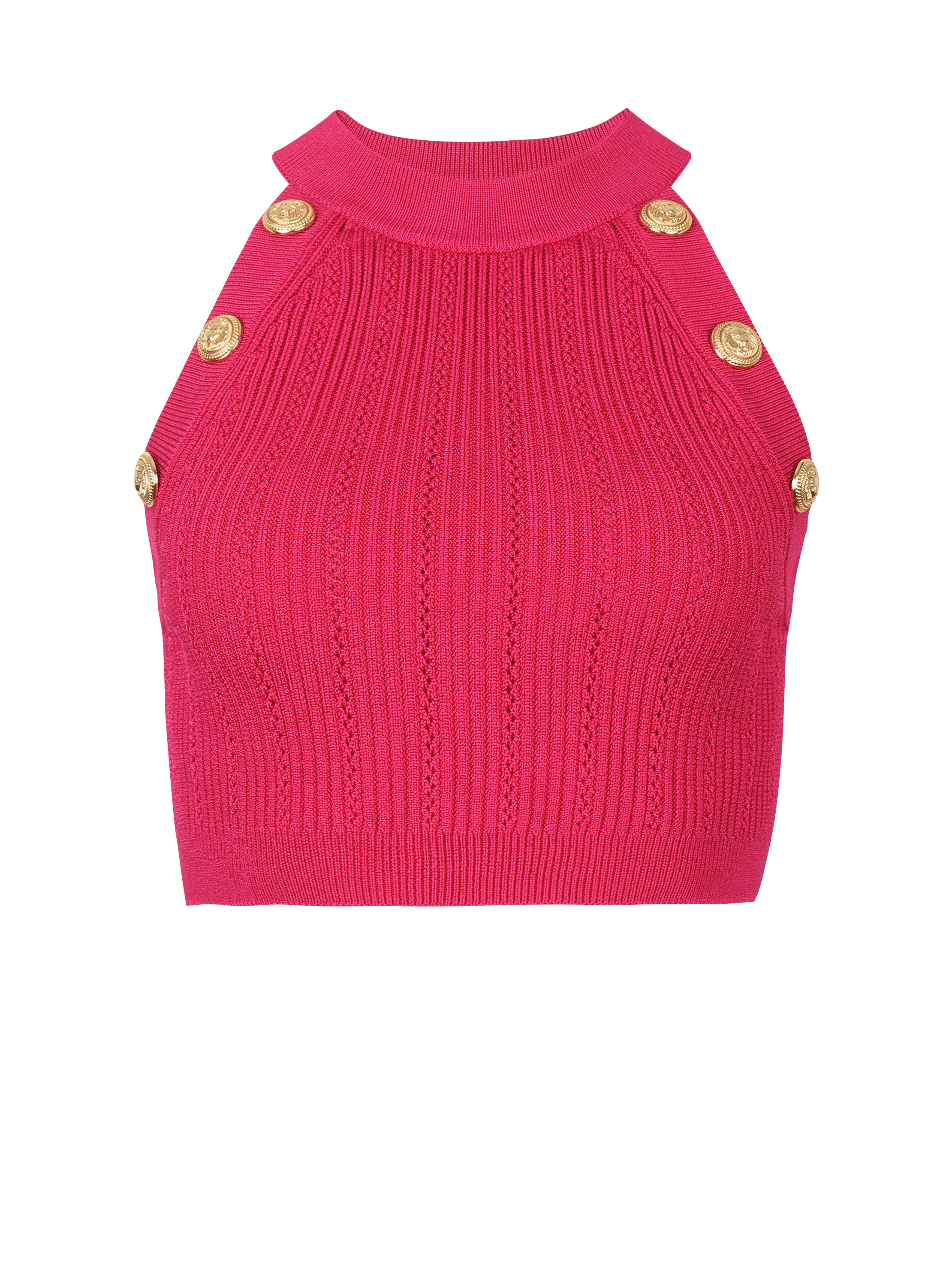 Knit crop top, pink, hi-res