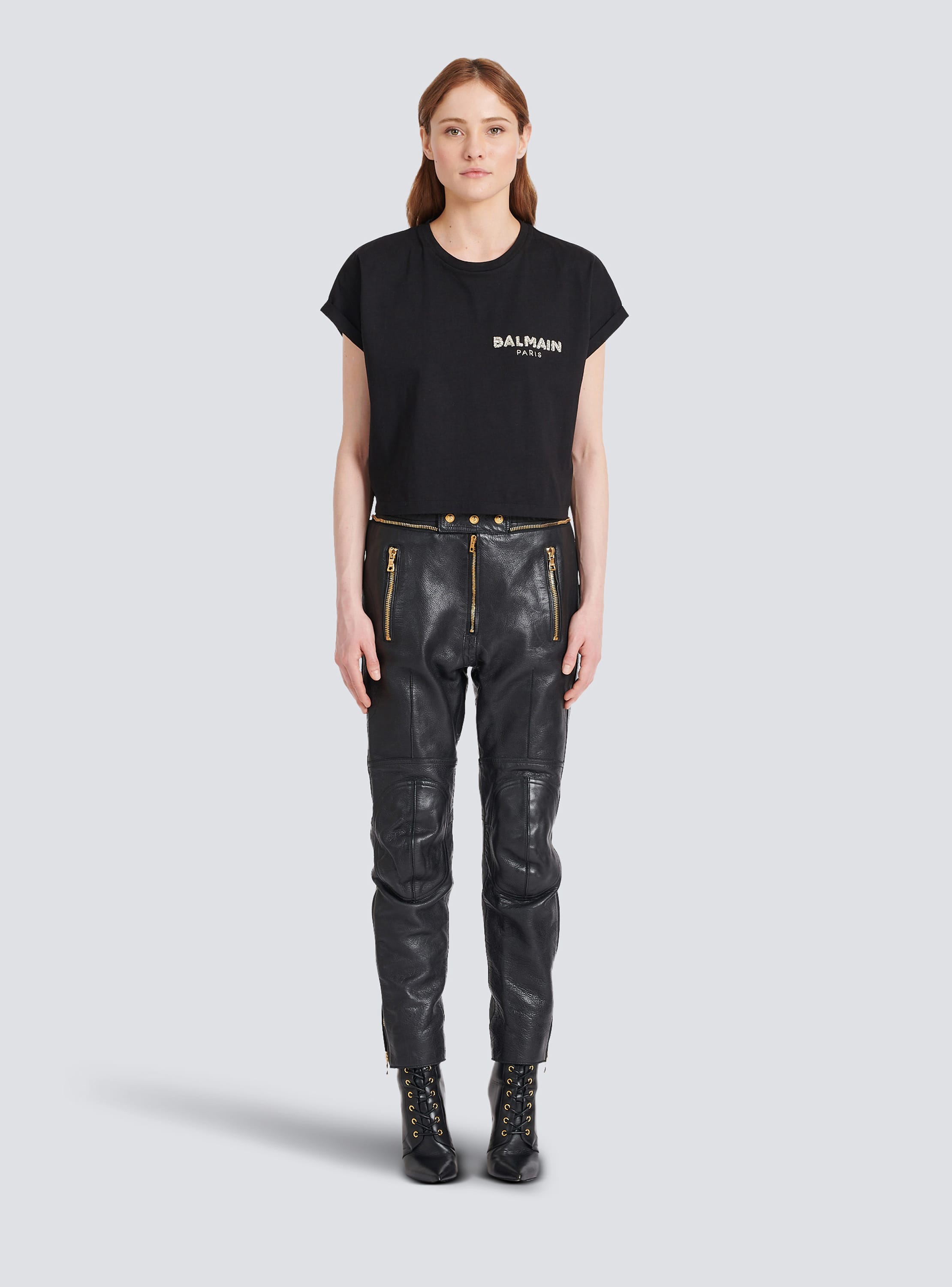 Balmain - Black leather pants YF1QD006LB63 - buy with European delivery at  Symbol