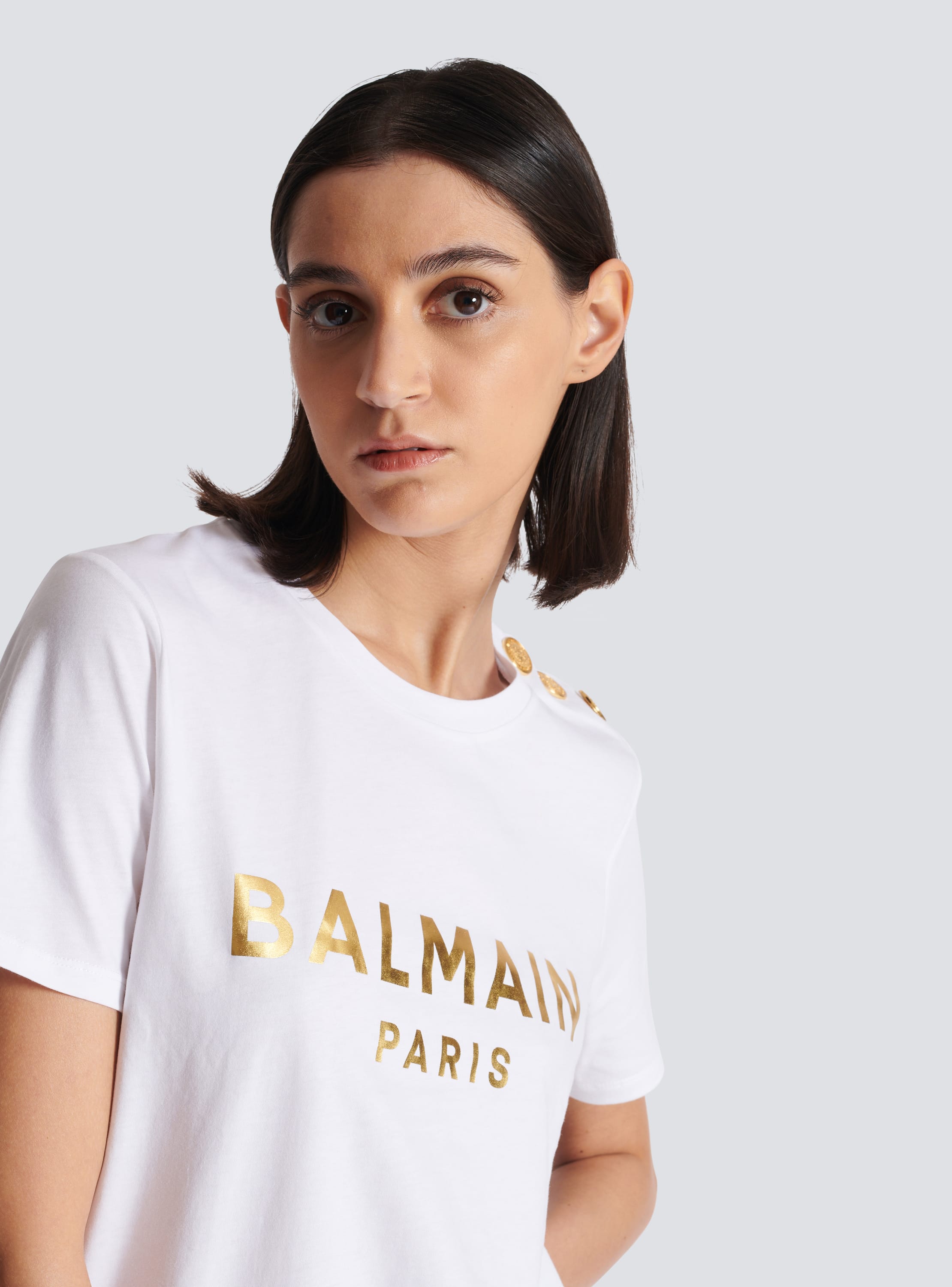 『BALMAIN』バルマン (L) ロゴプリントTシャツ