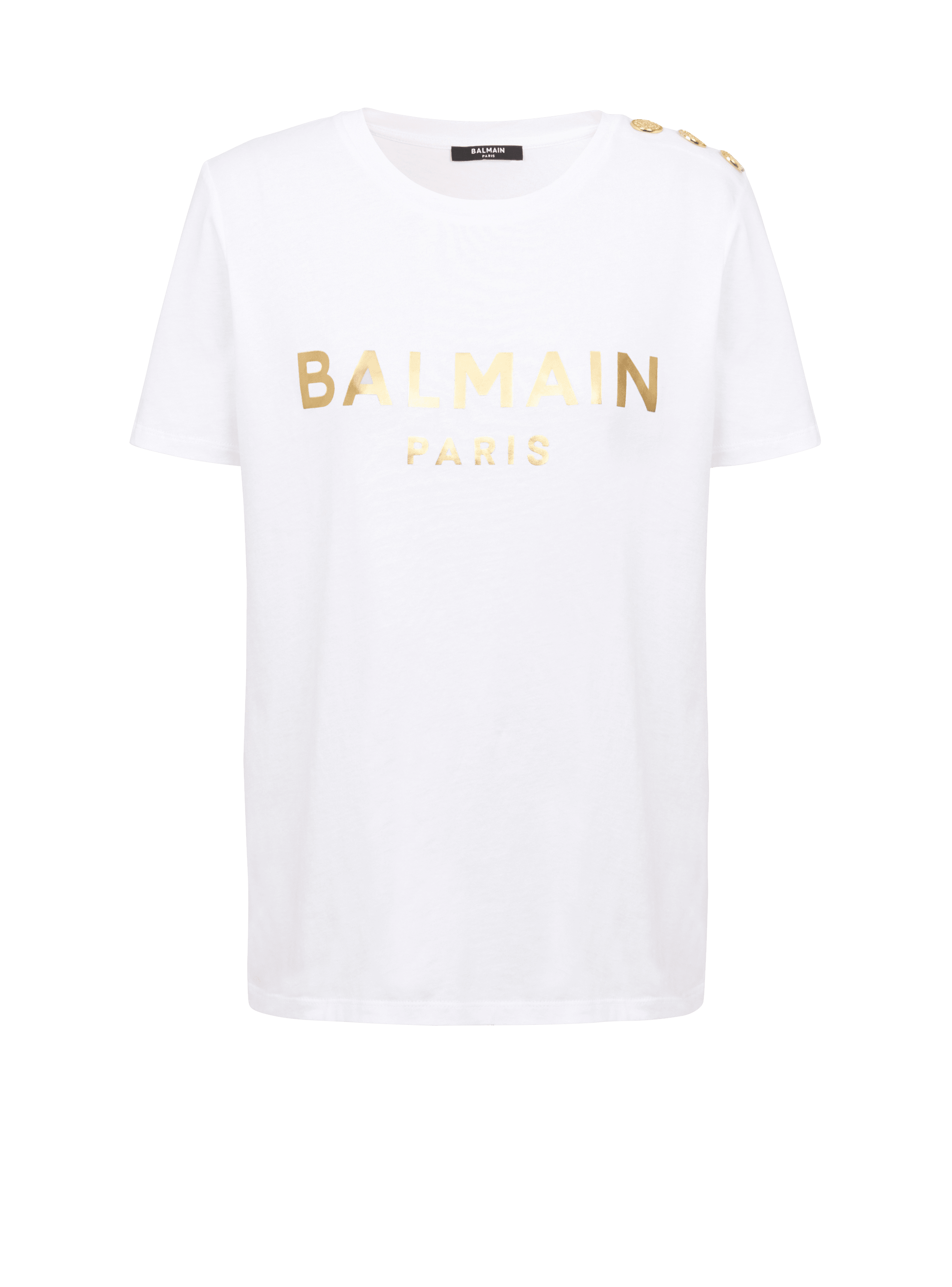 コットン Tシャツ ゴールドBalmain ロゴプリント - Women | BALMAIN