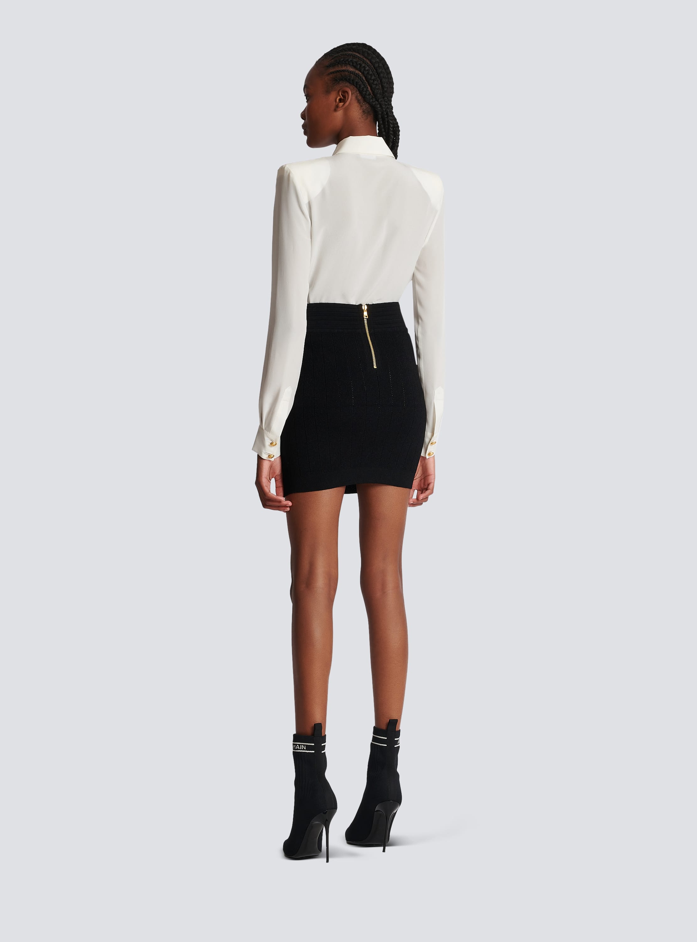 Balmain synthetic leather short skirt