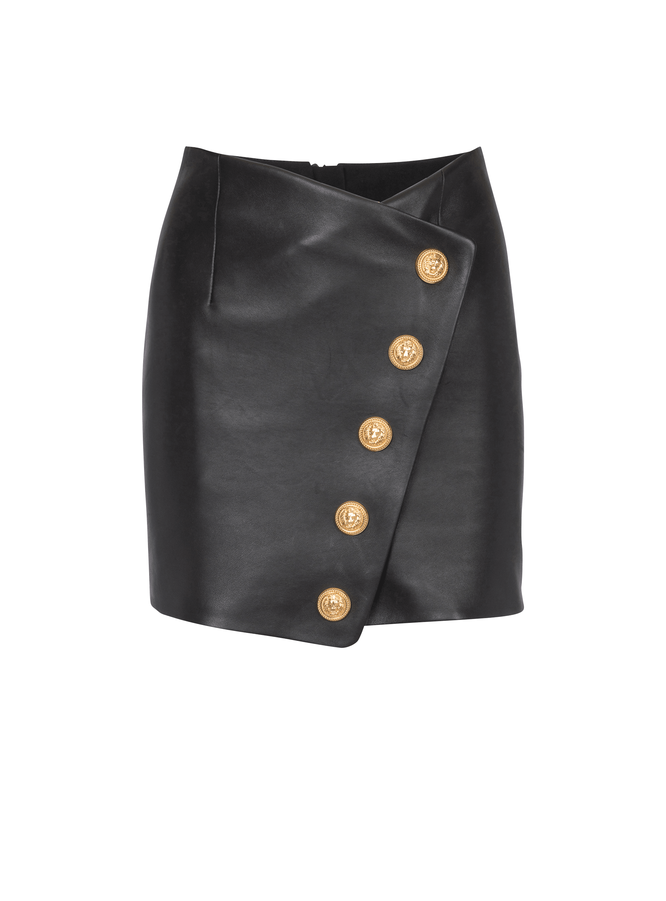 Short leather skirt, black, hi-res