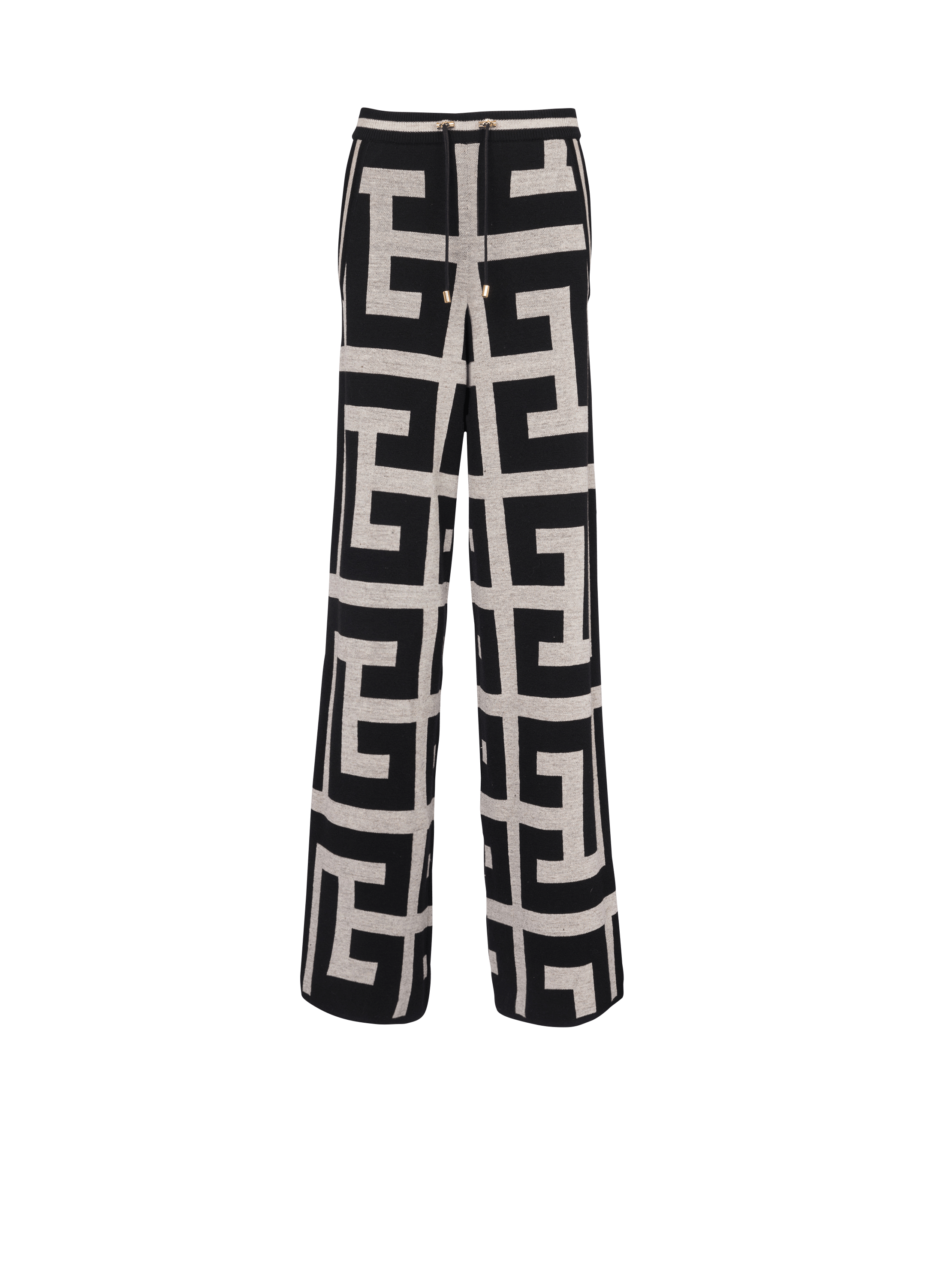Wide knit pants with maxi Balmain monogram Women BALMAIN