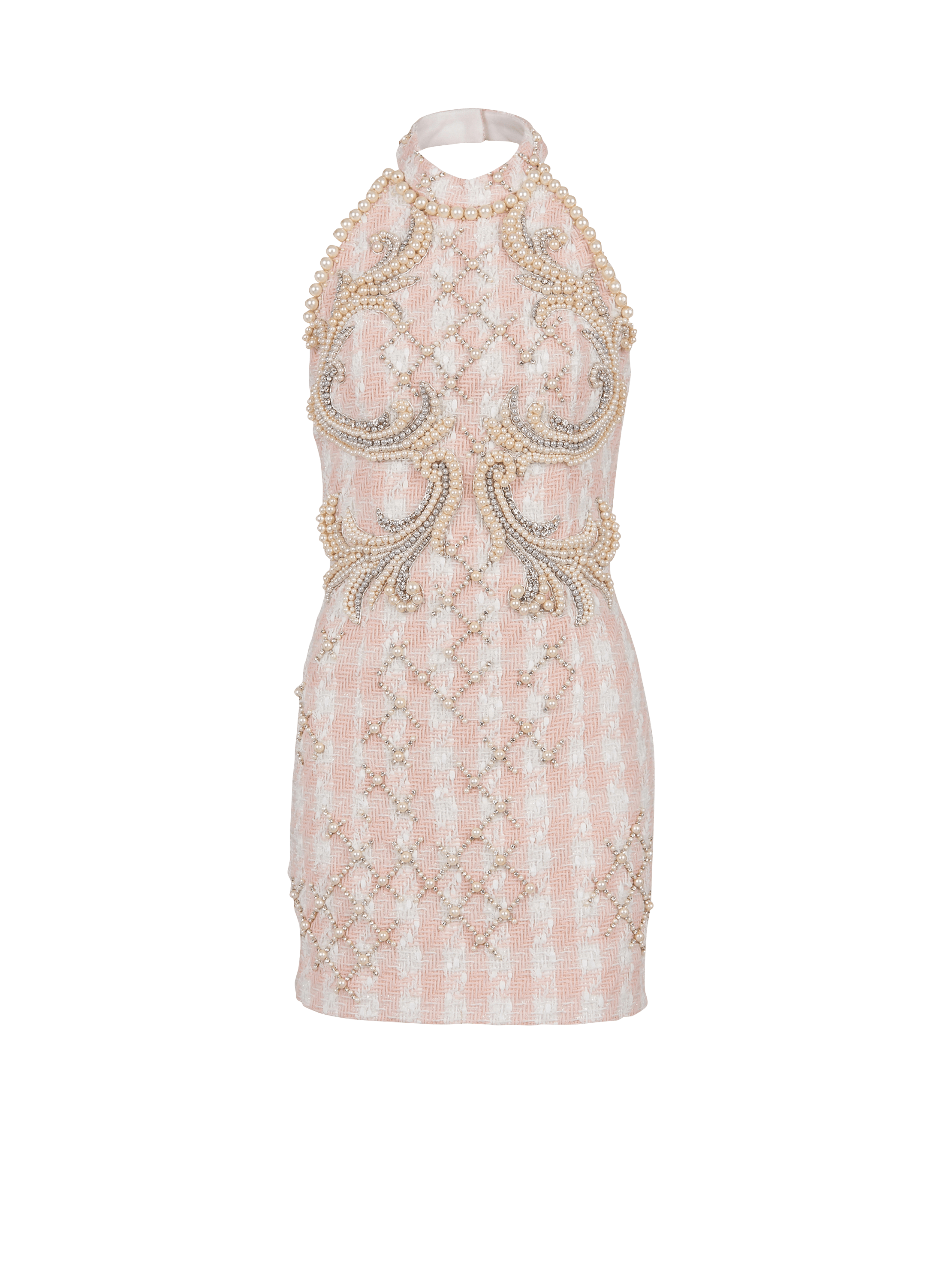 Short tweed dress with embroidery