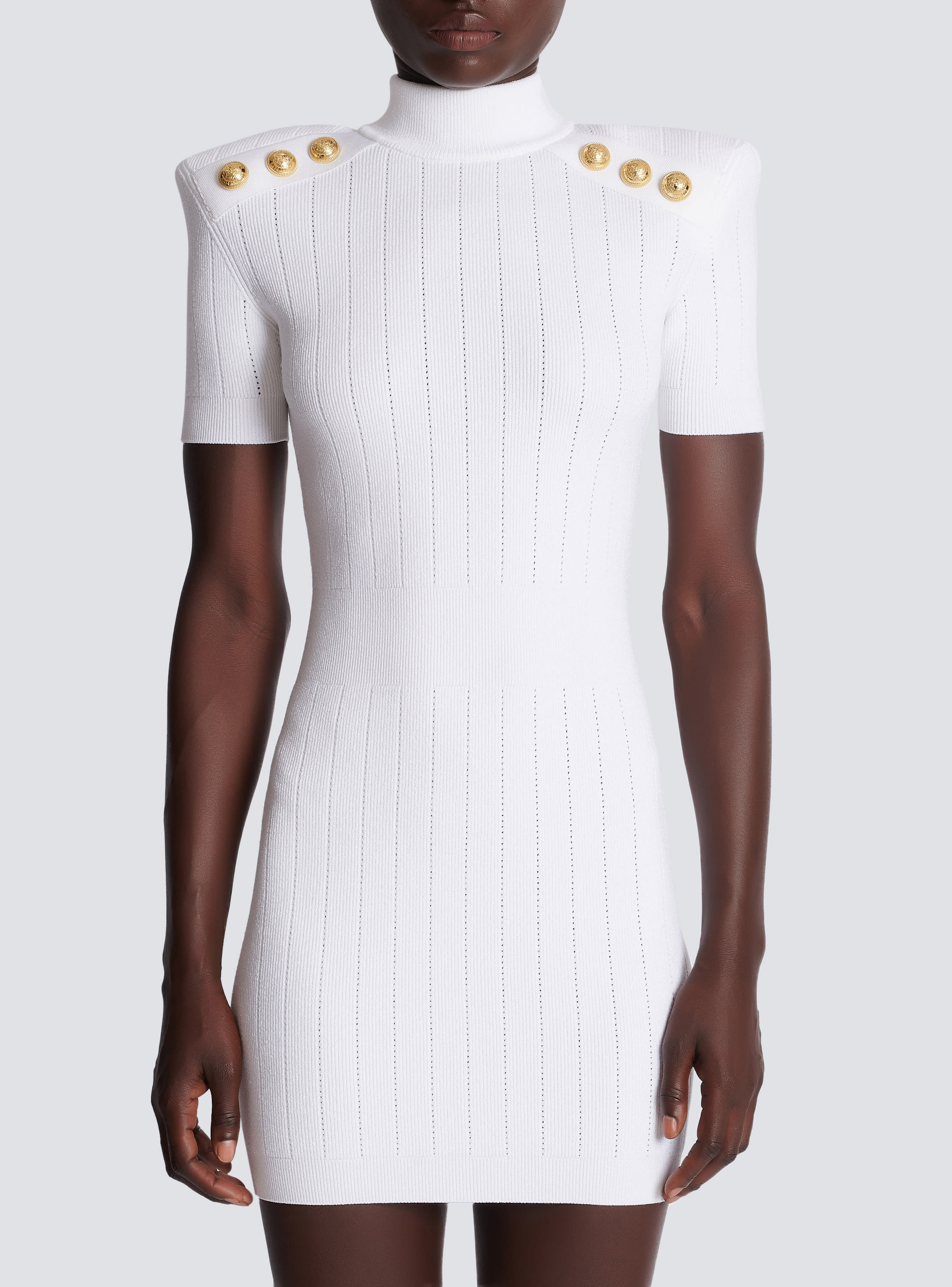 Balmain White Pleated Minidress