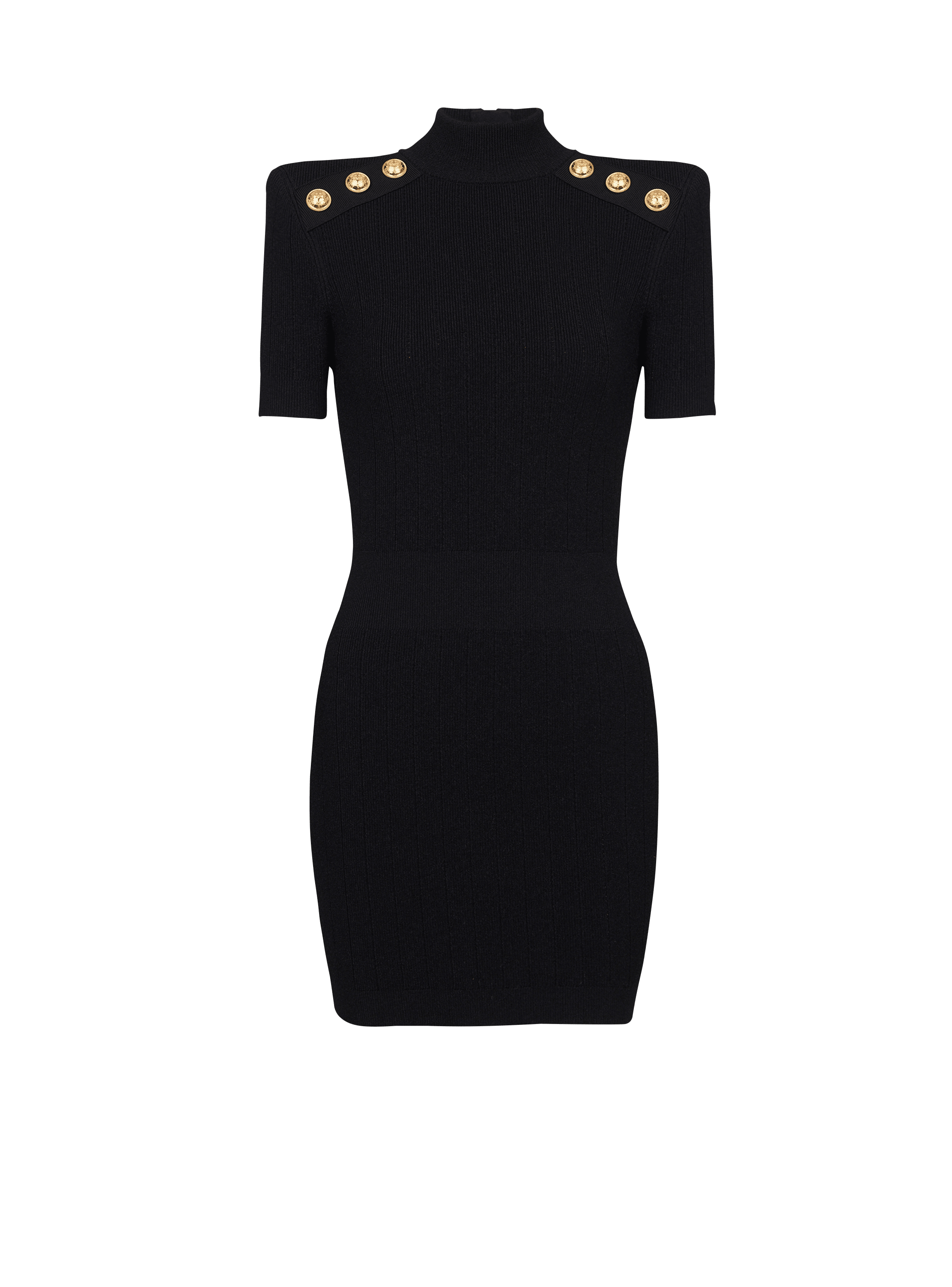 Balmain off-shoulder knitted minidress - Black