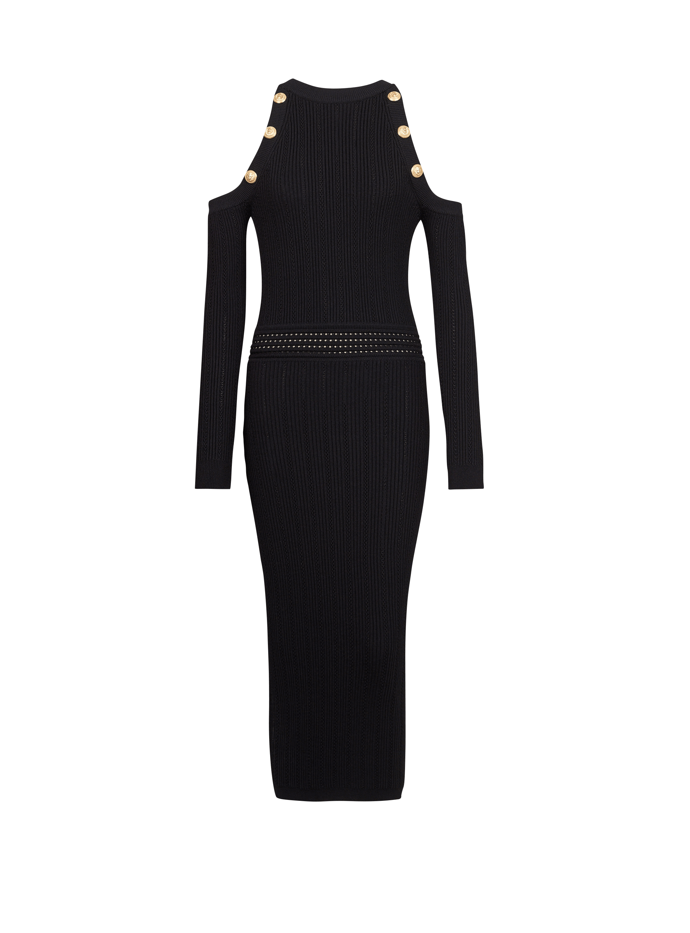 Mid-length knit dress, black, hi-res