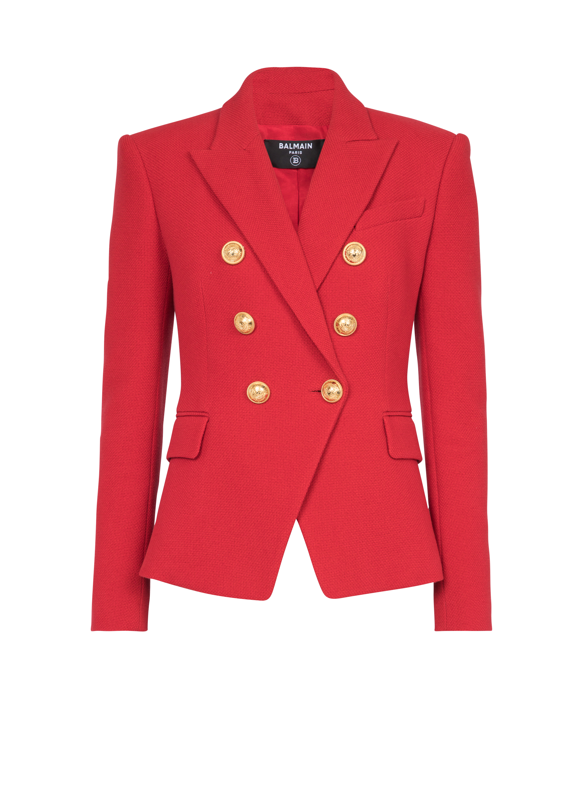 Cotton piqué double-buttoned jacket, red, hi-res