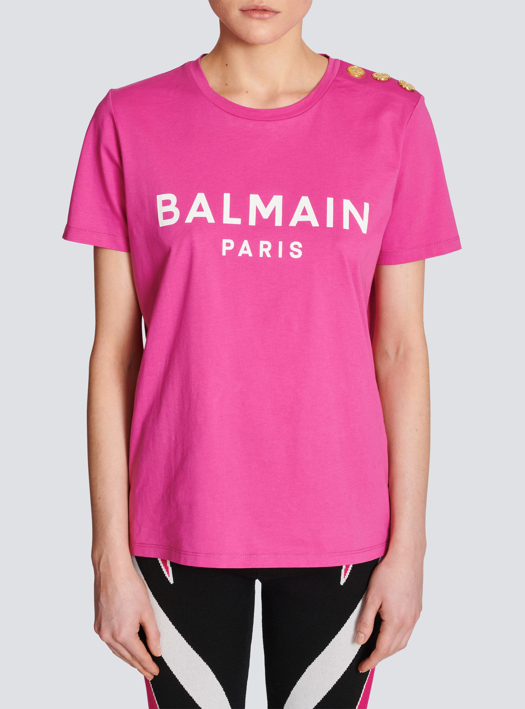Cotton printed Balmain logo T-shirt - Women BALMAIN