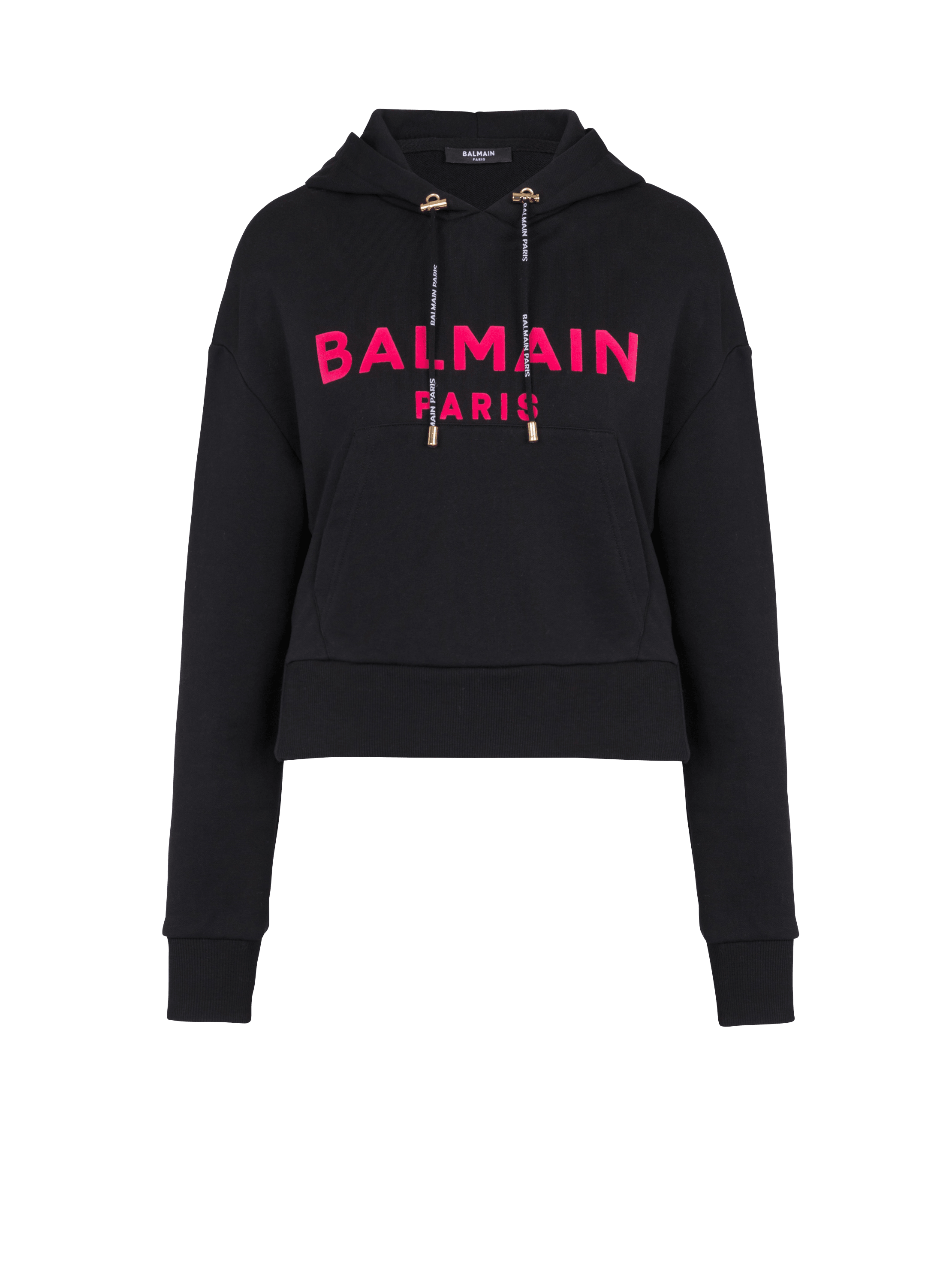 Cotton printed Balmain logo sweatshirt, black, hi-res