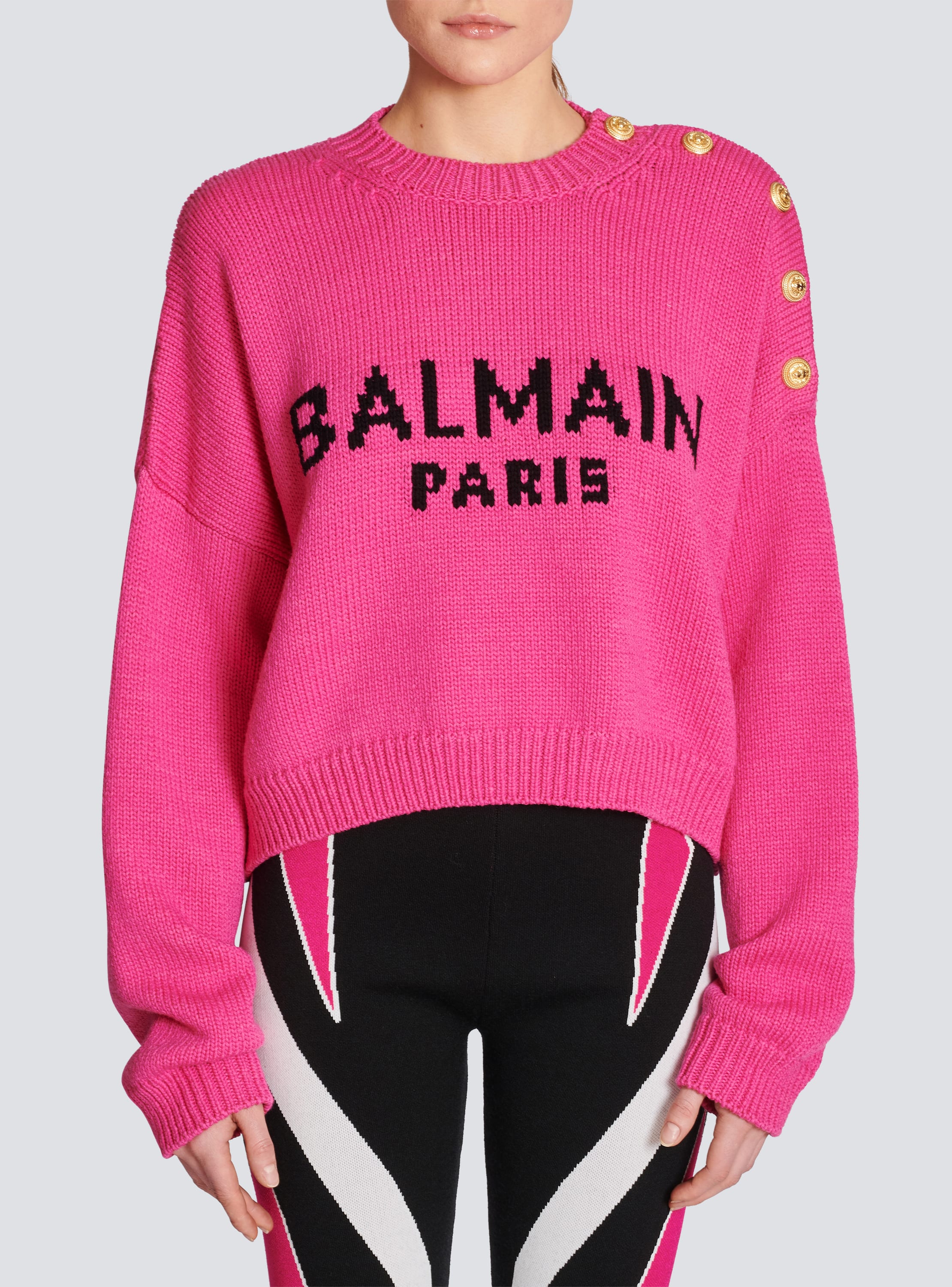 Balmain logo cropped knit jumper - Women | BALMAIN