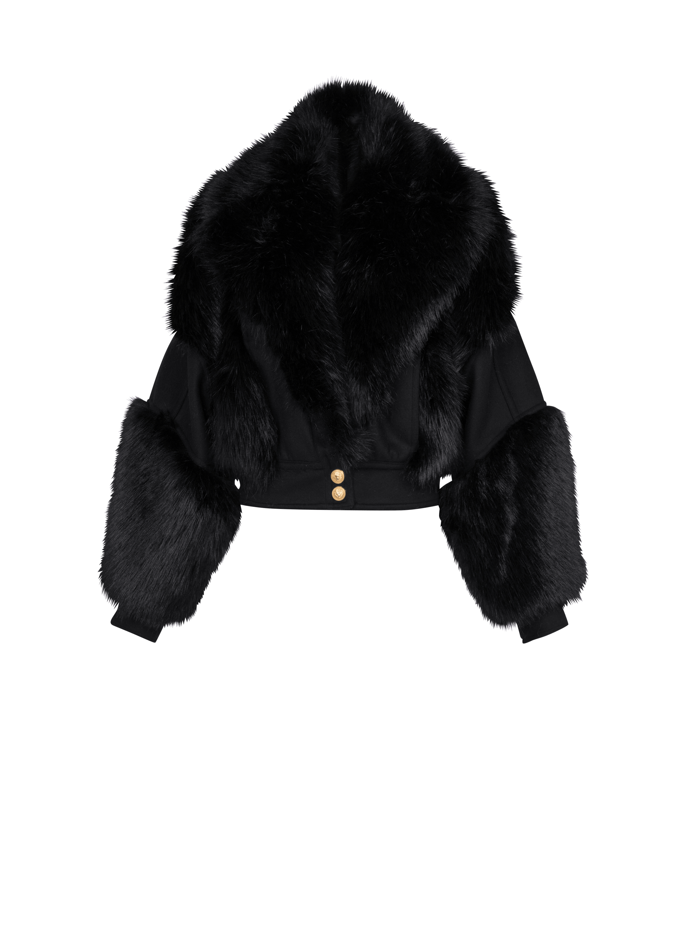 Wool and faux fur jacket