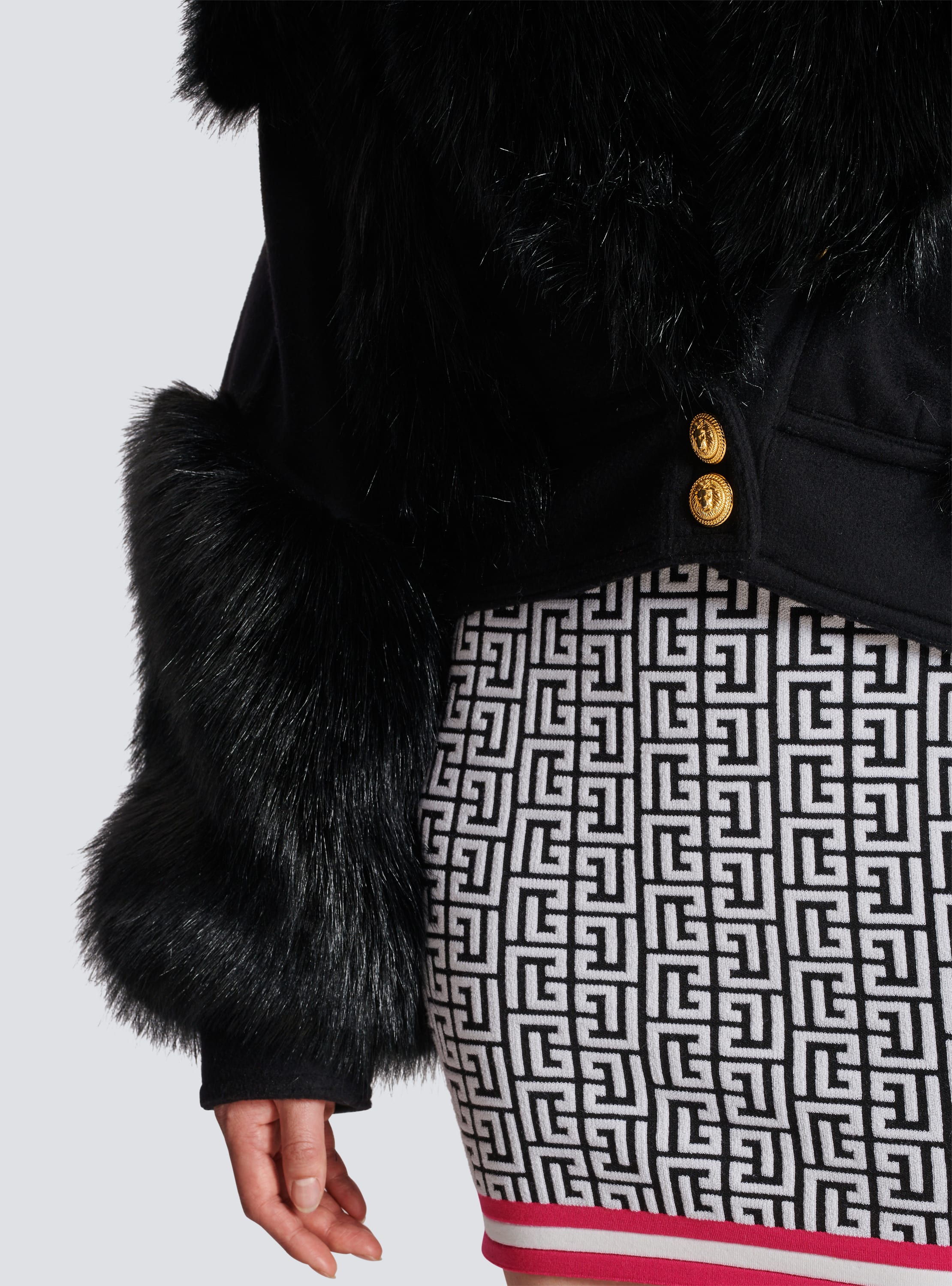 Wool and fur jacket black - | BALMAIN