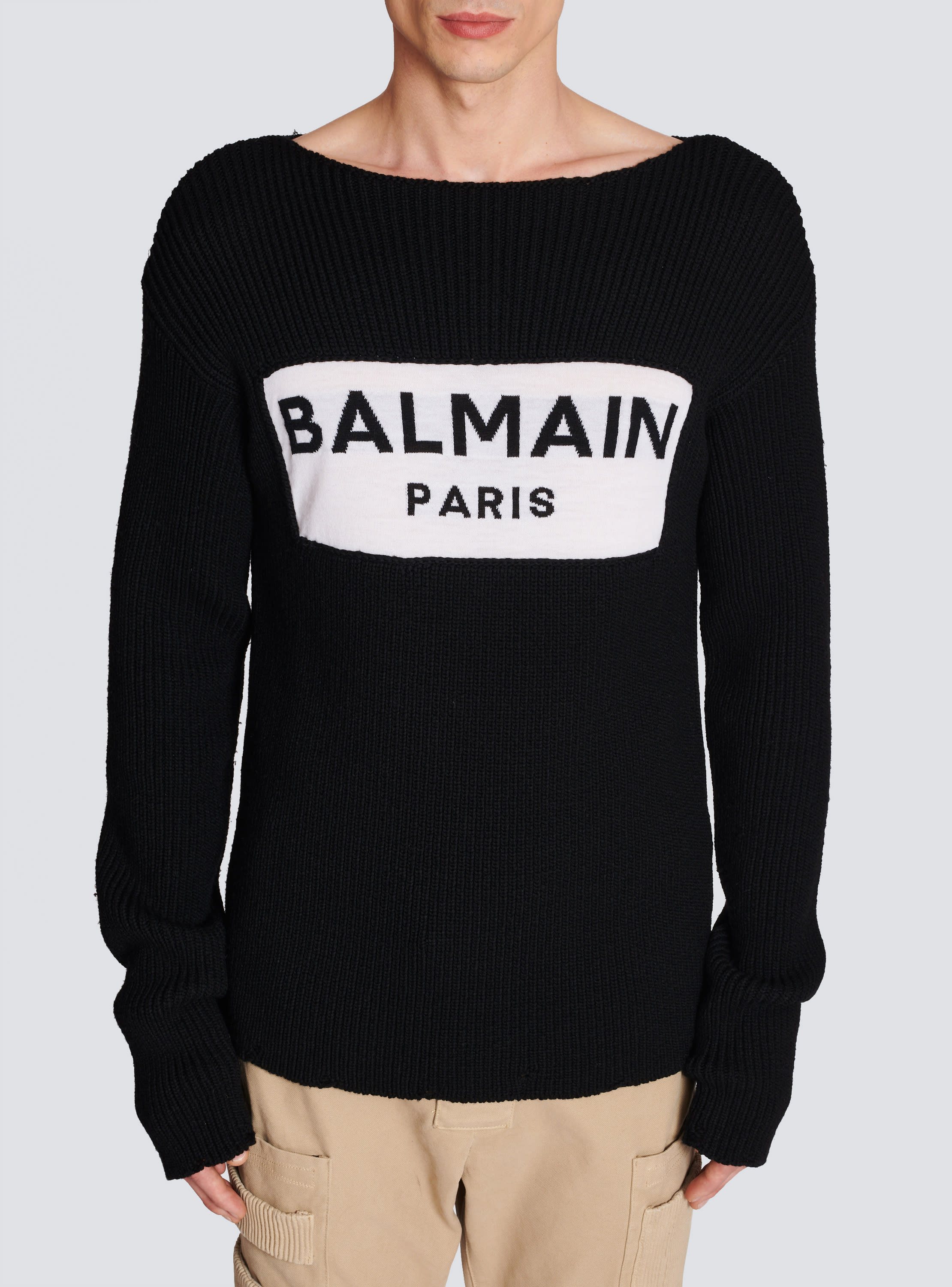 Wool jumper with Balmain Paris logo - Men | BALMAIN