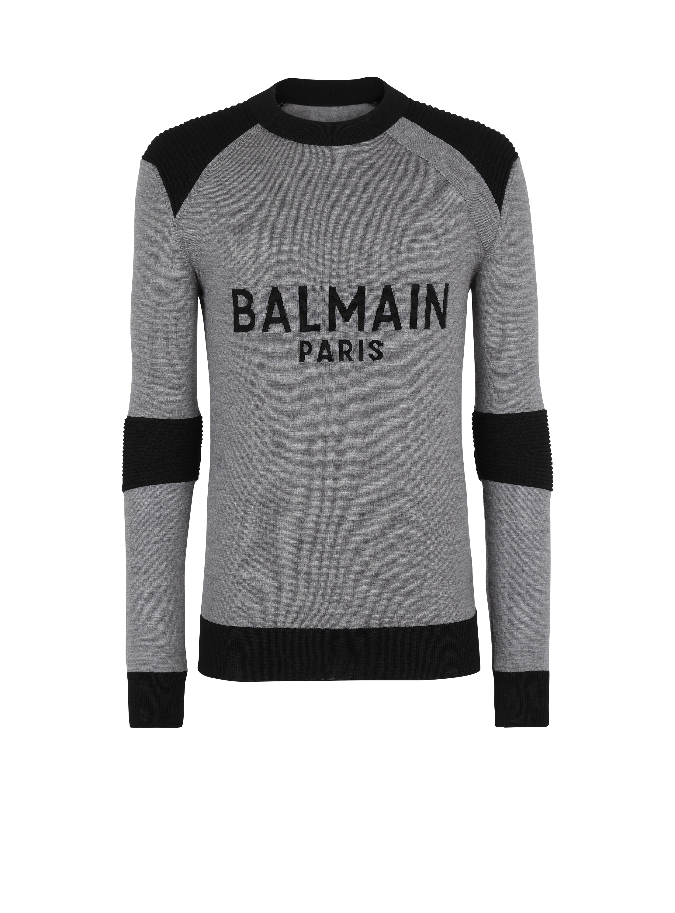 Wool jumper with Balmain Paris logo