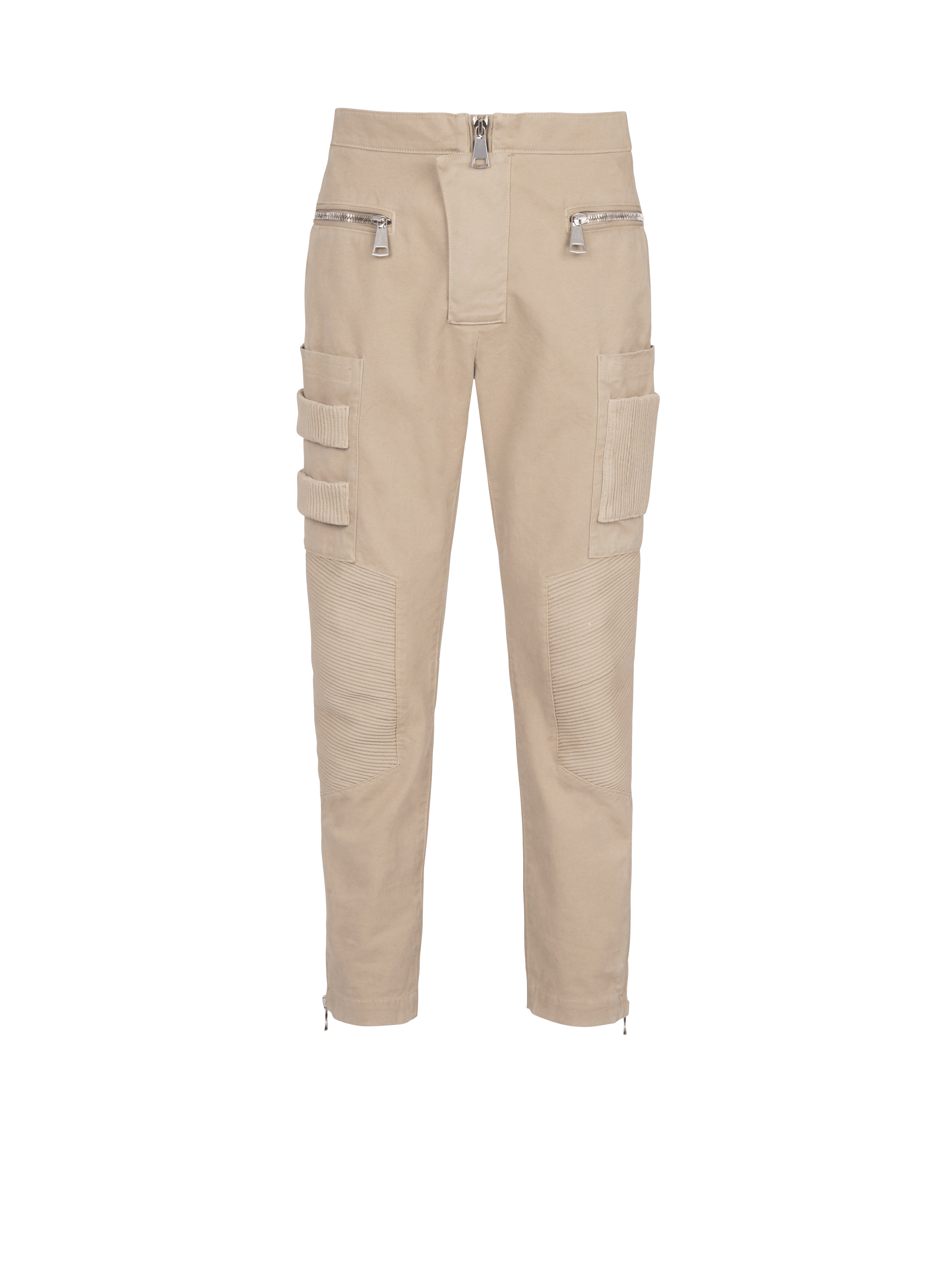 Cotton cargo trousers, beige, hi-res