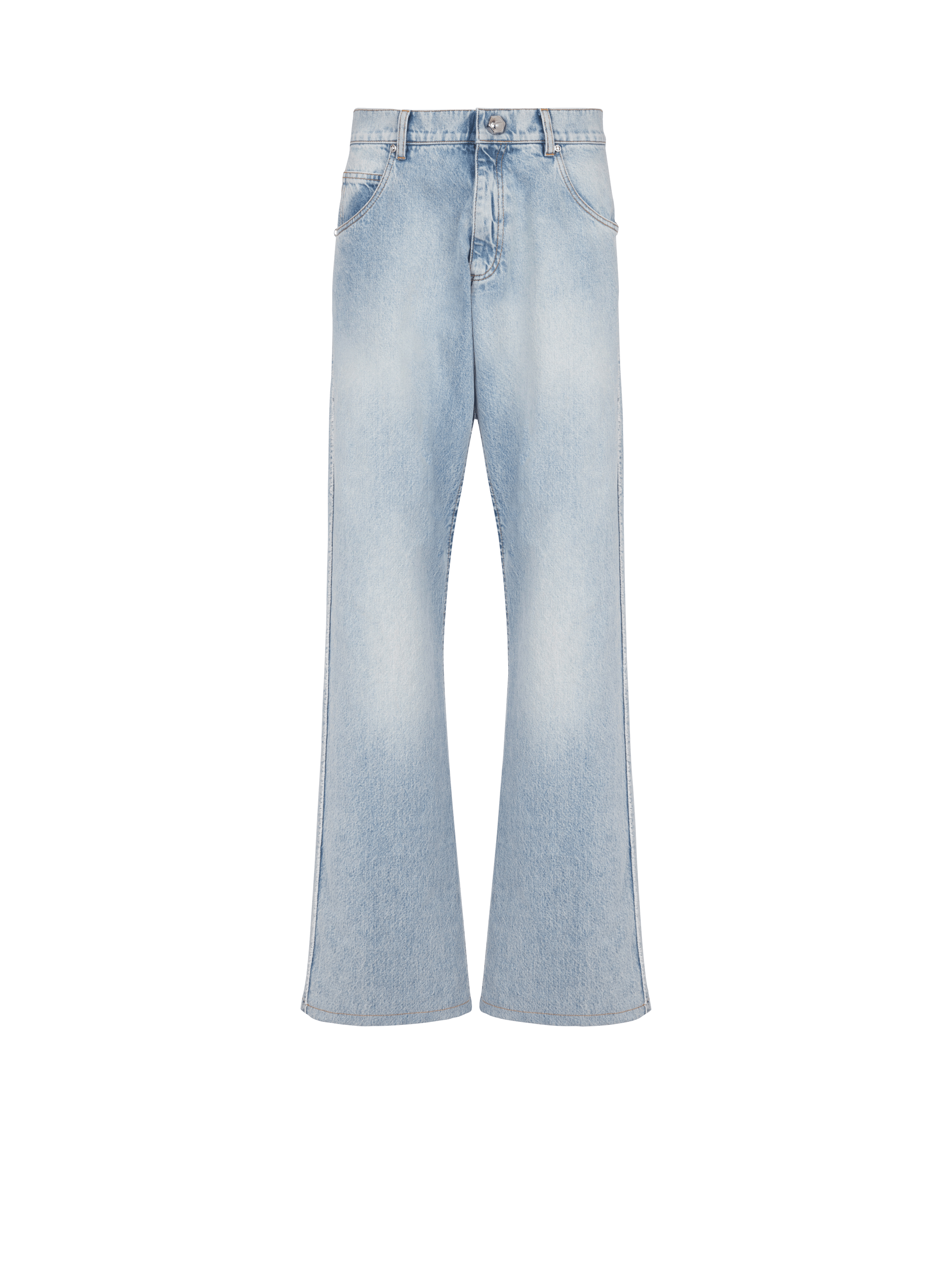 Weite Jeans aus Baumwolle, blau, hi-res
