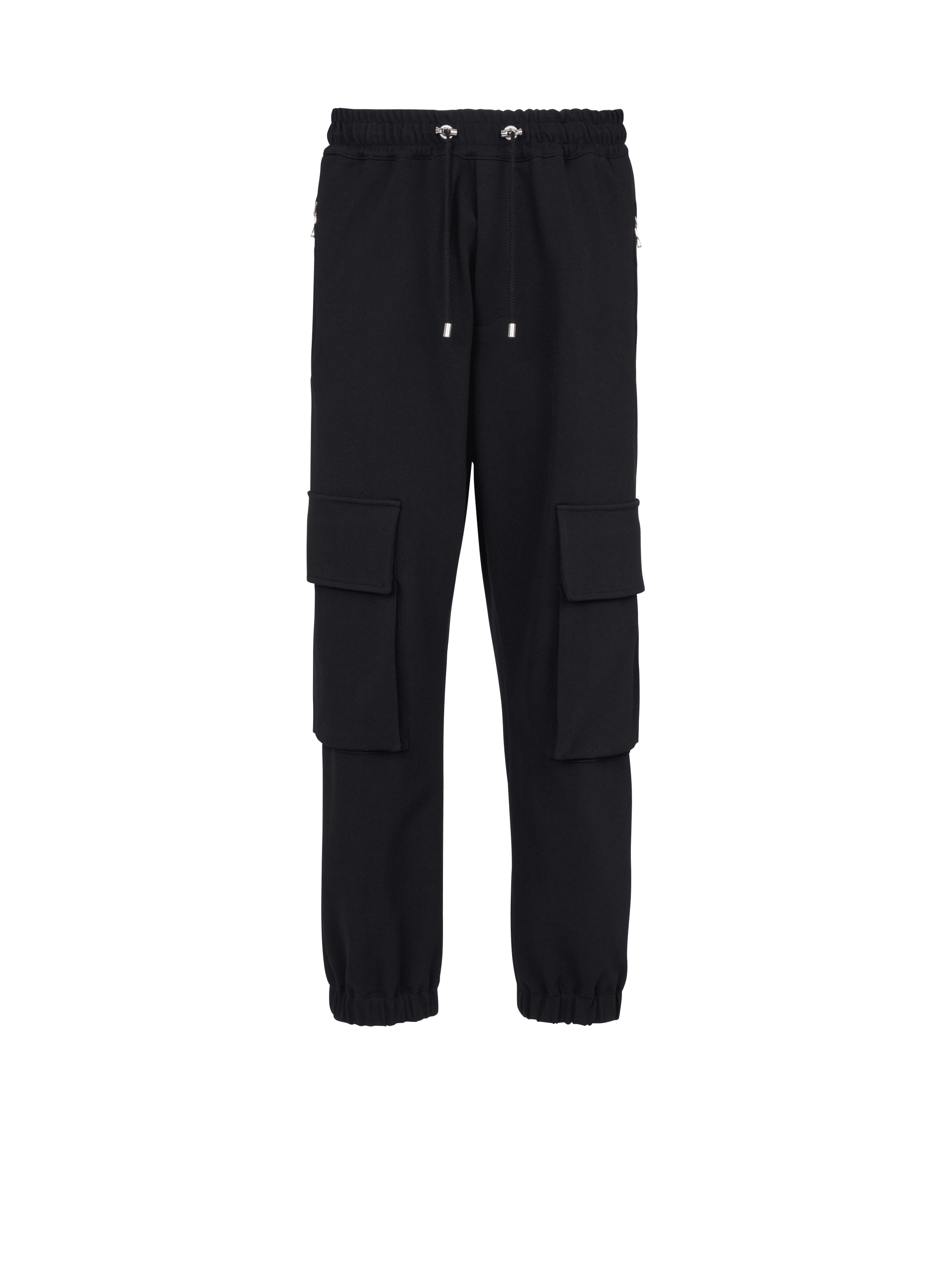 Cotton cargo trousers, black, hi-res