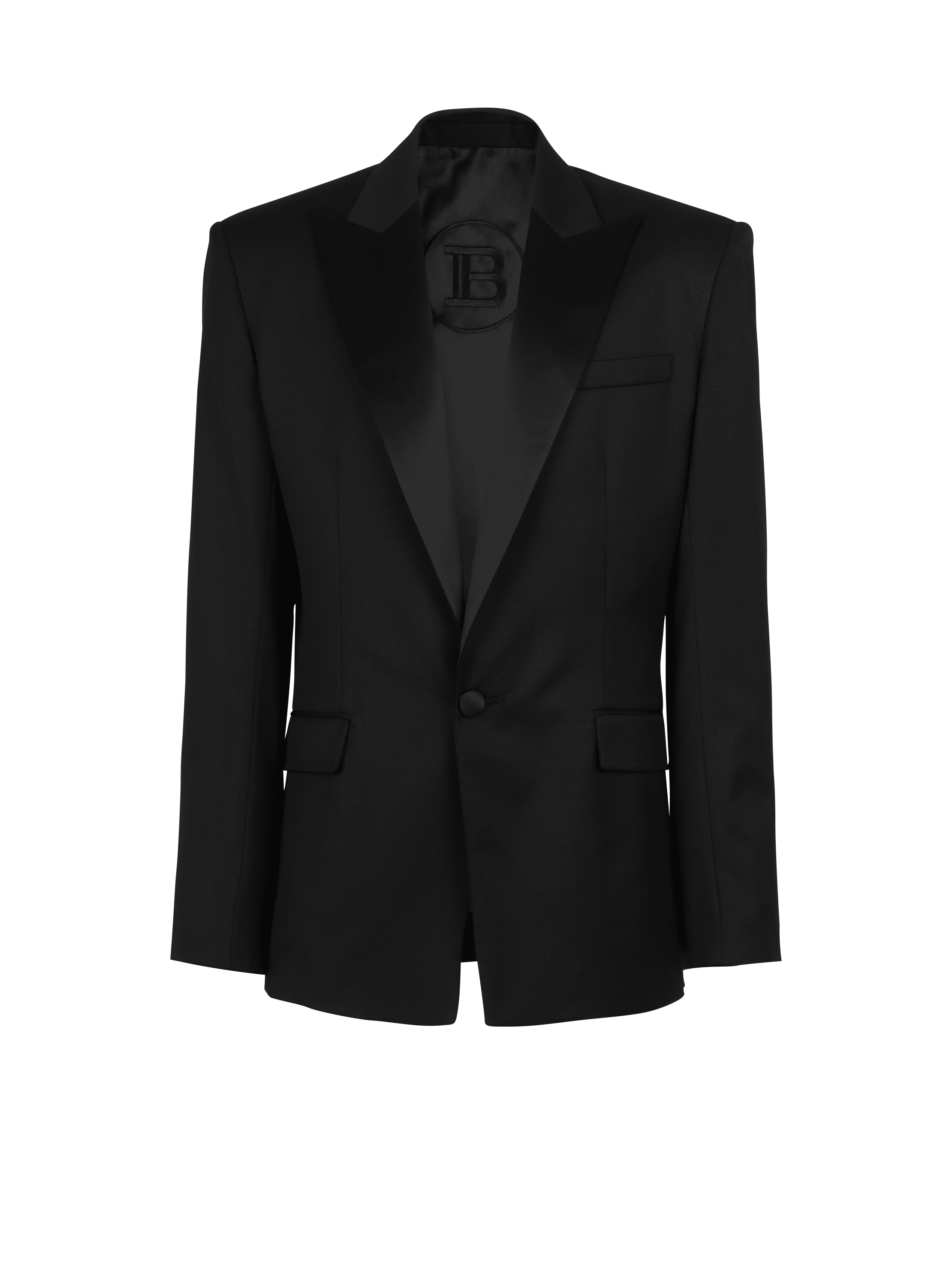 Balmain structured-shoulder wool blazer - Black