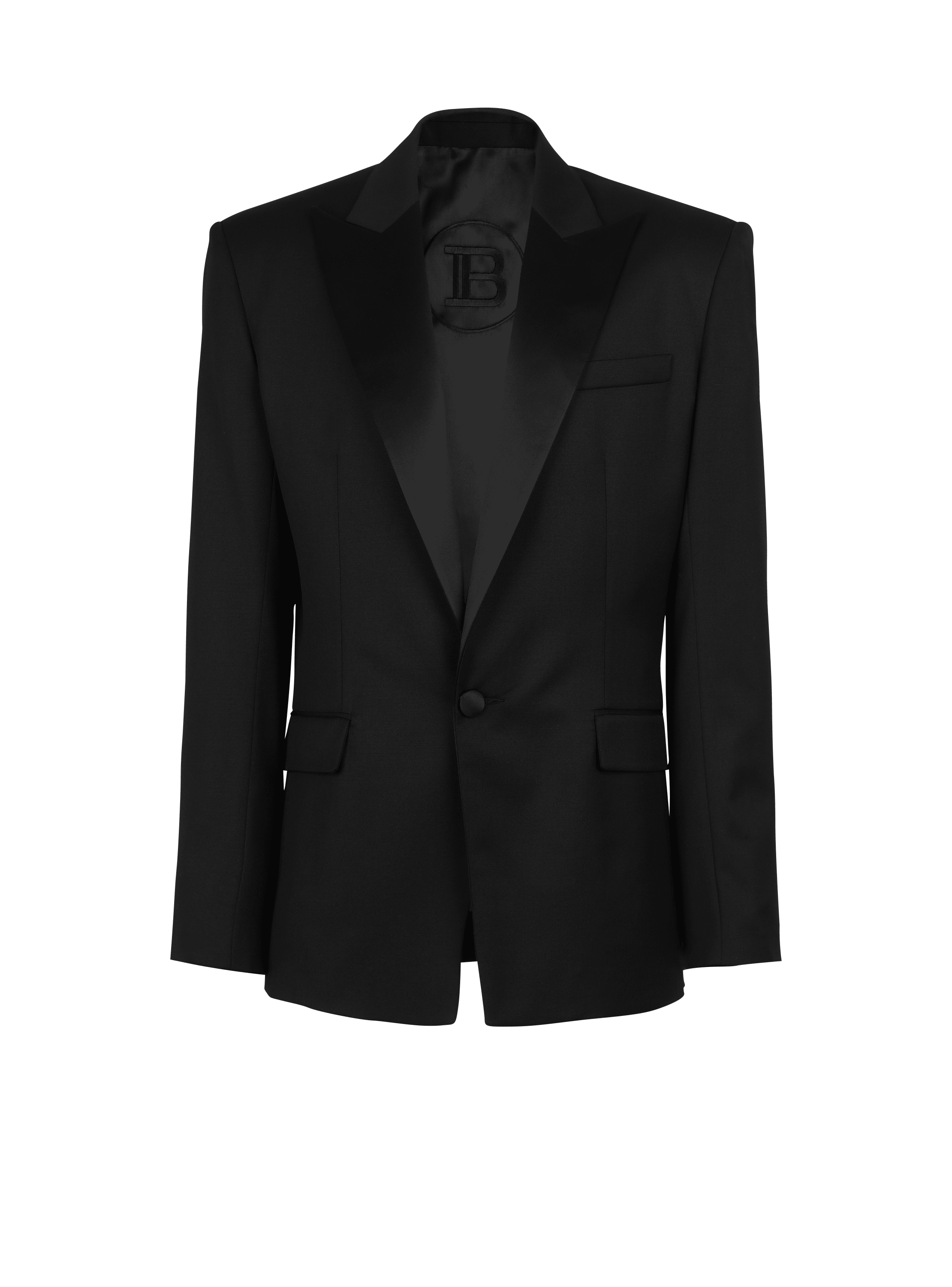 Wool blazer with satin collar