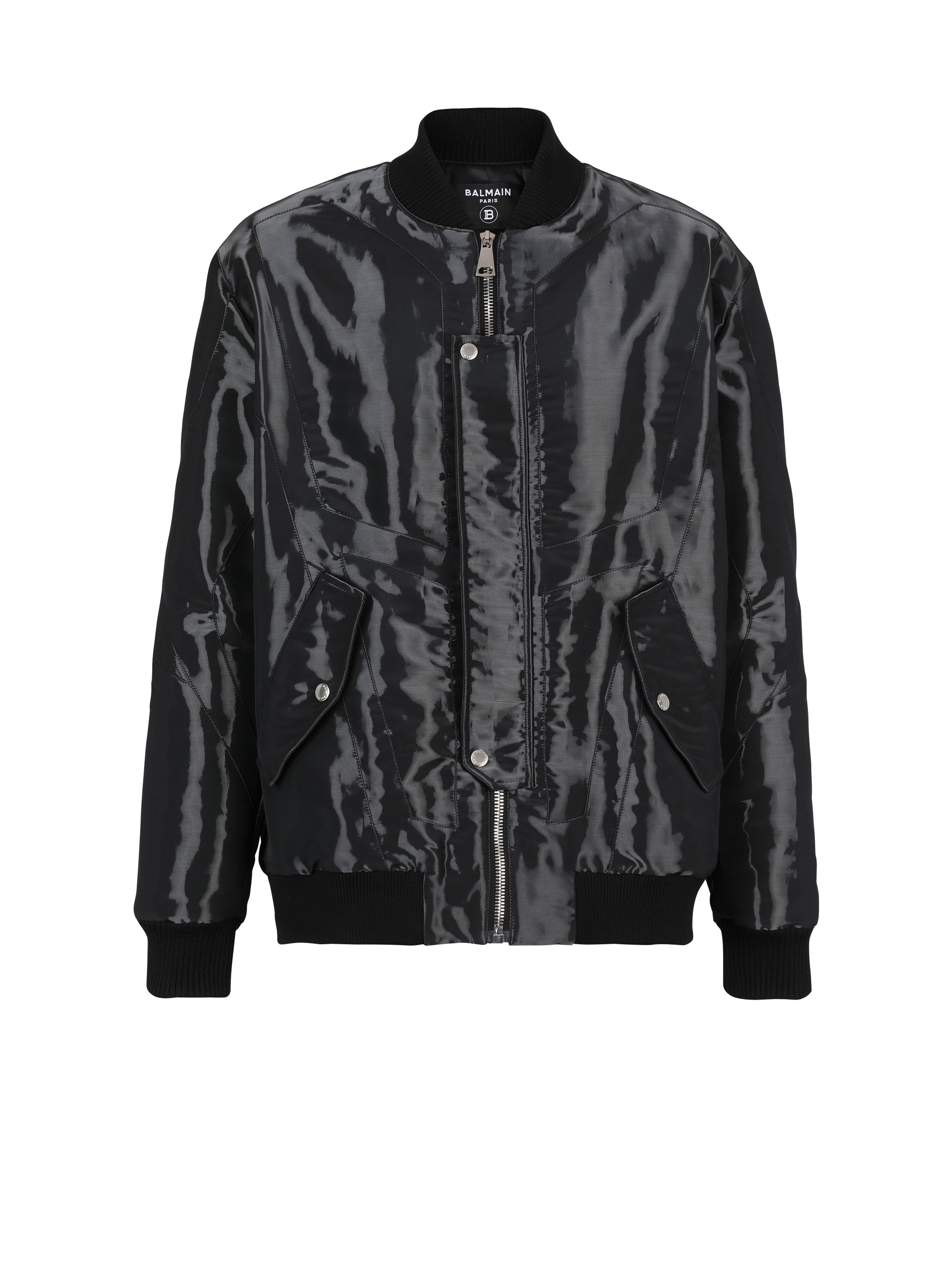 Laminated bomber jacket black | BALMAIN