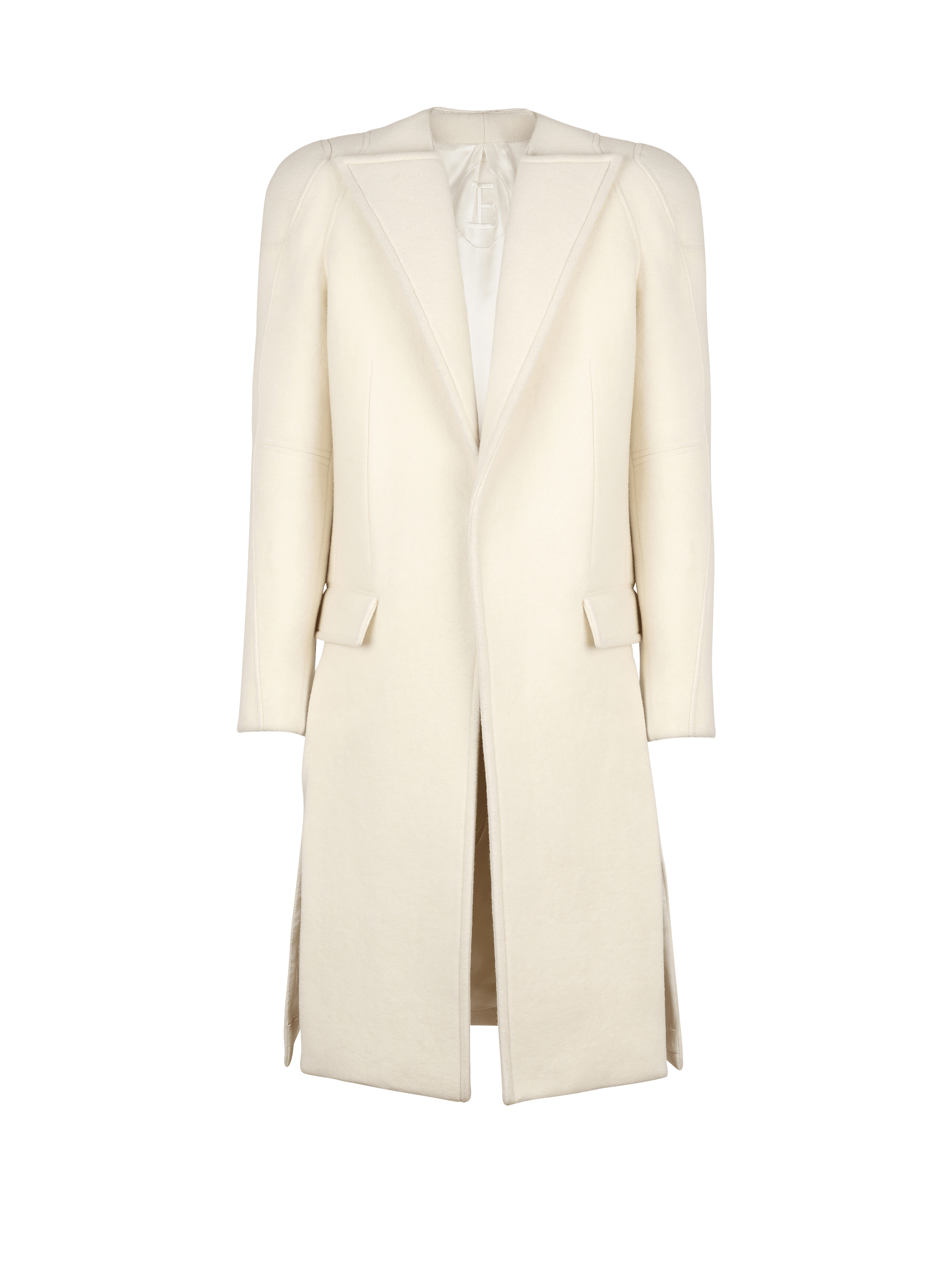 Long wool coat, white, hi-res