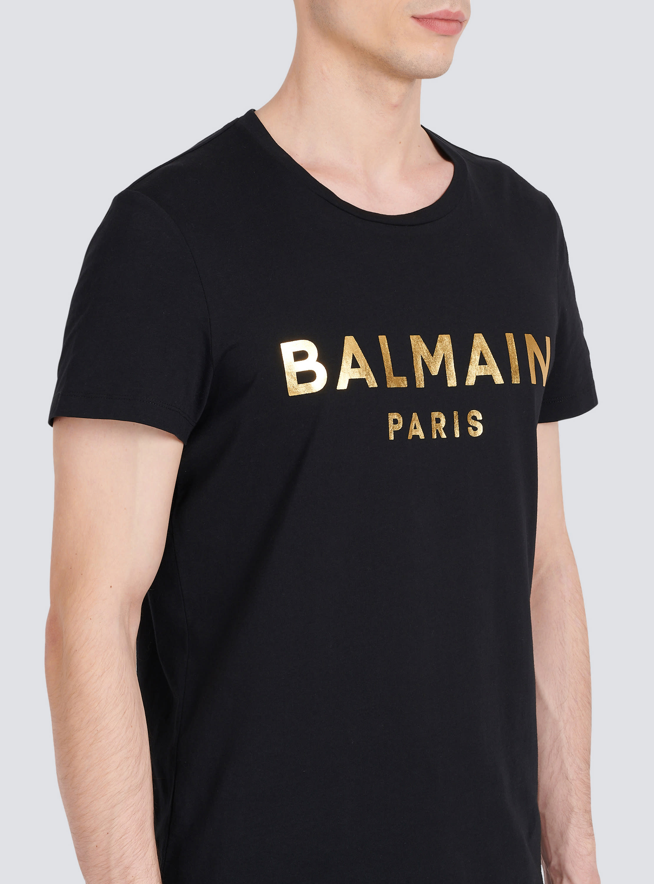 Eco-designed cotton T-shirt with Balmain Paris logo print black - Men |  BALMAIN